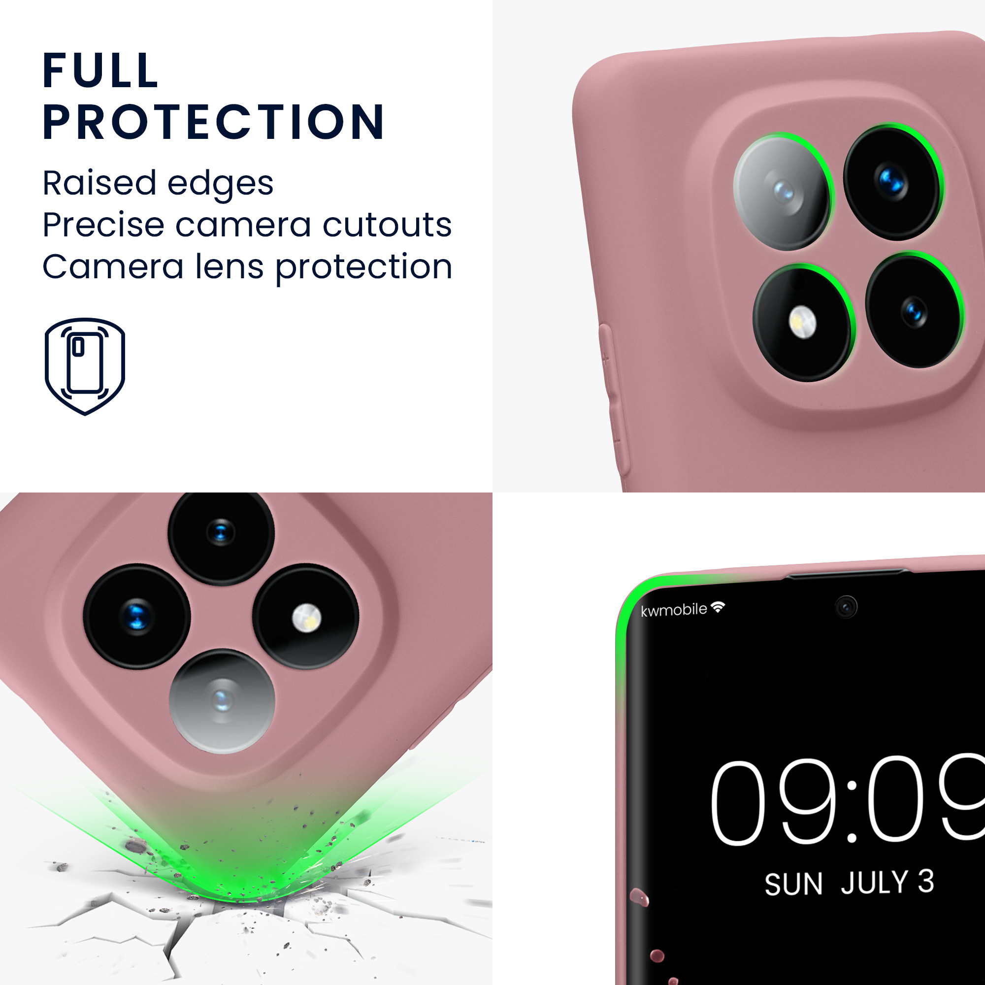 Kryt Xiaomi Redmi Note 14 Pro+ 5G silikonový TPU růžová kwmobile
