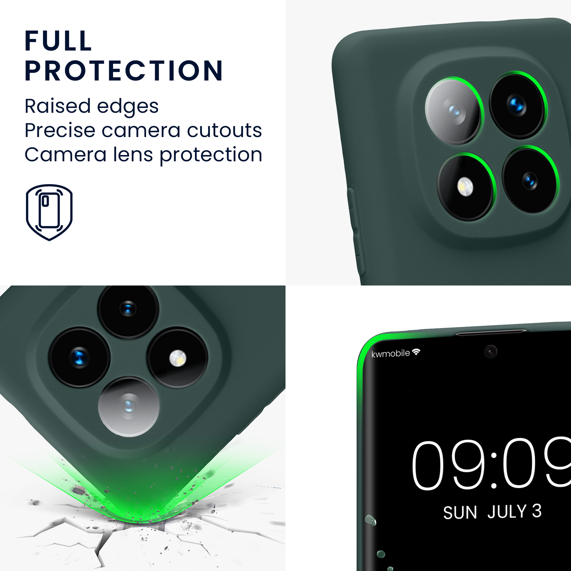 Kryt Xiaomi Redmi Note 14 Pro+ 5G silikonový TPU modrozelená kwmobile