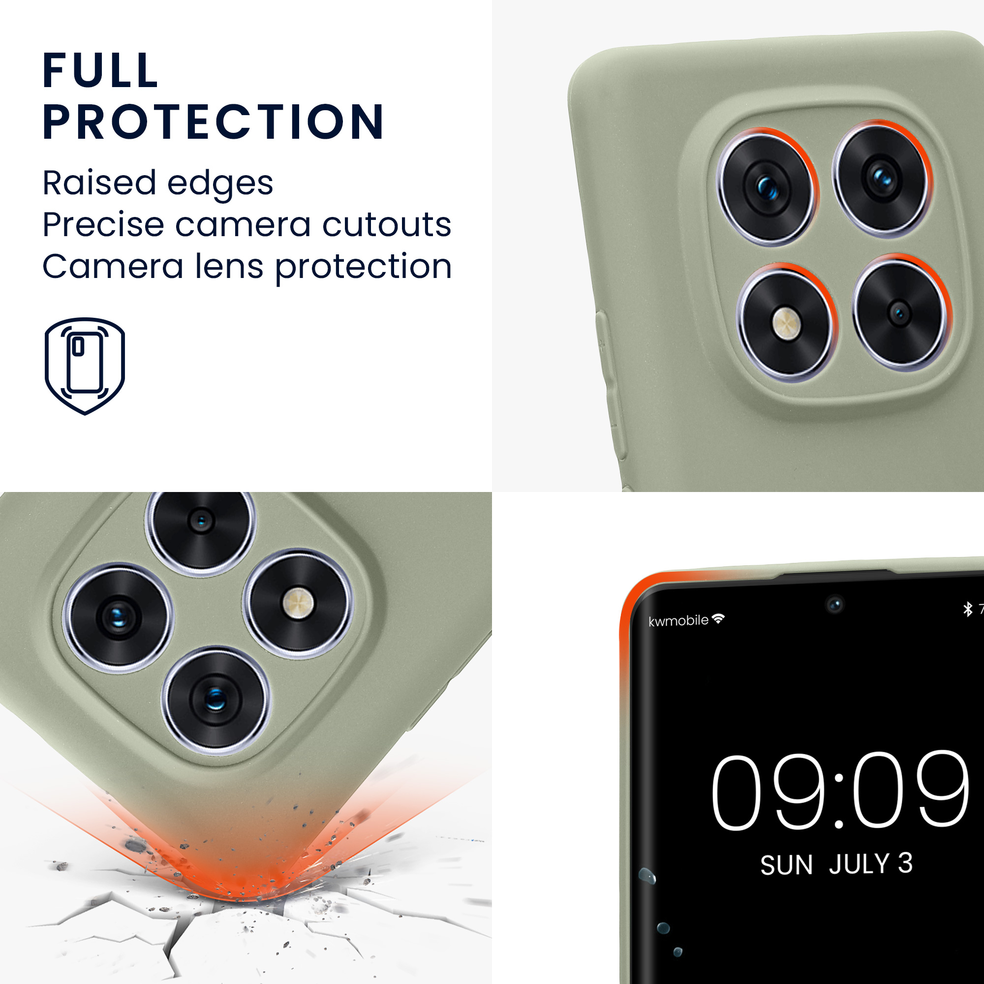 Kryt Xiaomi Redmi Note 14 Pro 5G silikonový TPU šedozelená kwmobile