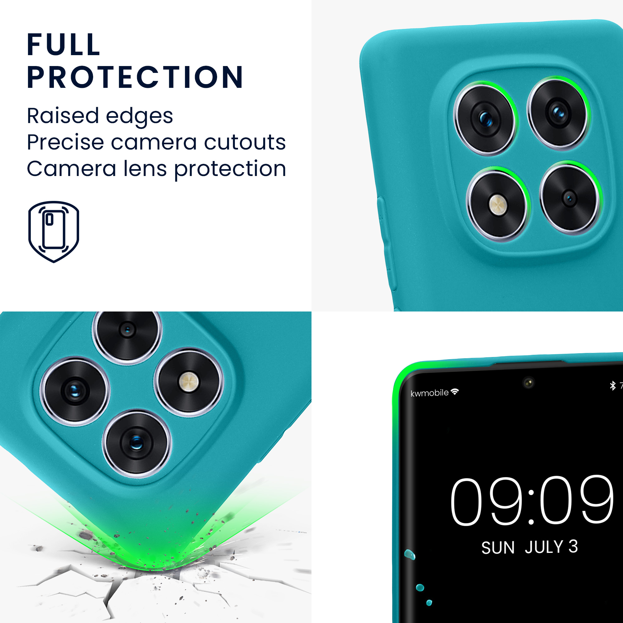 Kryt Xiaomi Redmi Note 14 Pro 5G silikonový TPU modrozelená matná kwmobile