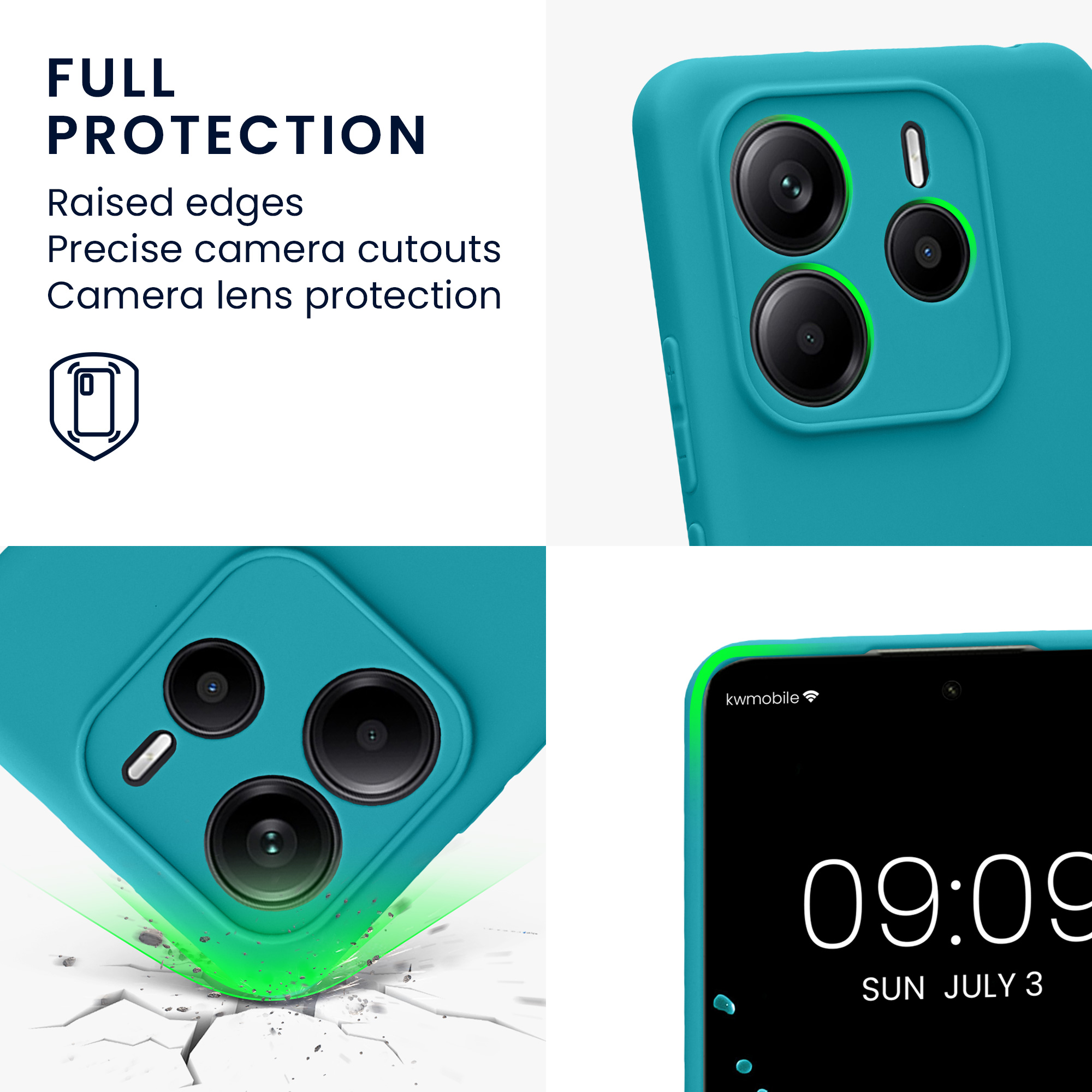 Kryt Xiaomi Redmi Note 14 5G (Not for 4G) silikonový TPU modrozelená matná kwmobile