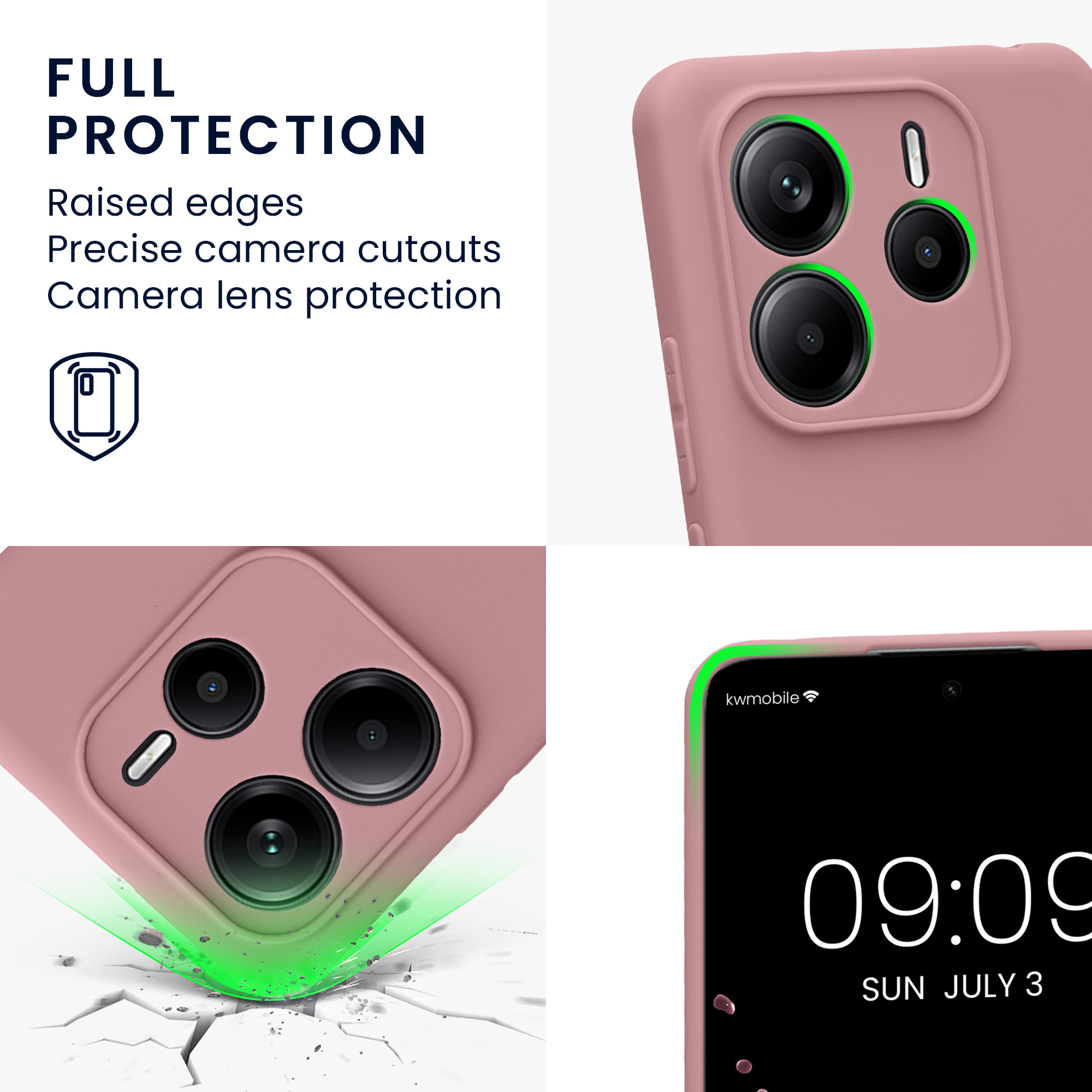 Kryt Xiaomi Redmi Note 14 5G (Not for 4G) silikonový TPU růžová kwmobile