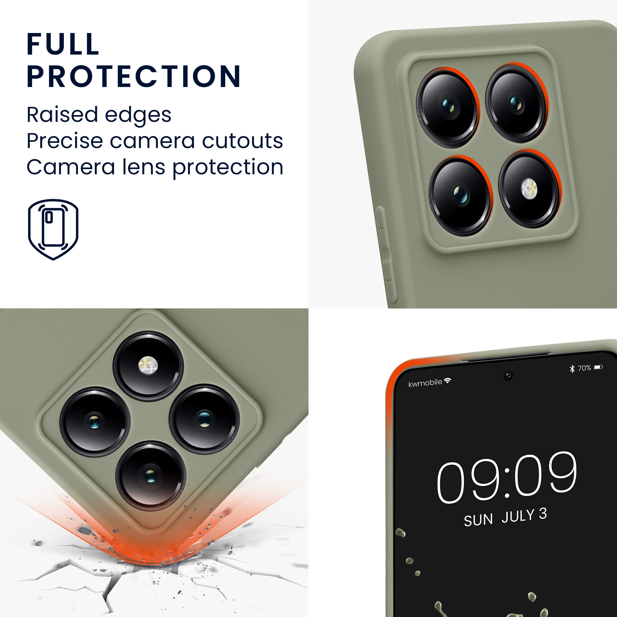 Kryt na mobil Xiaomi 14T kwmobile Soft Matte šedozelená