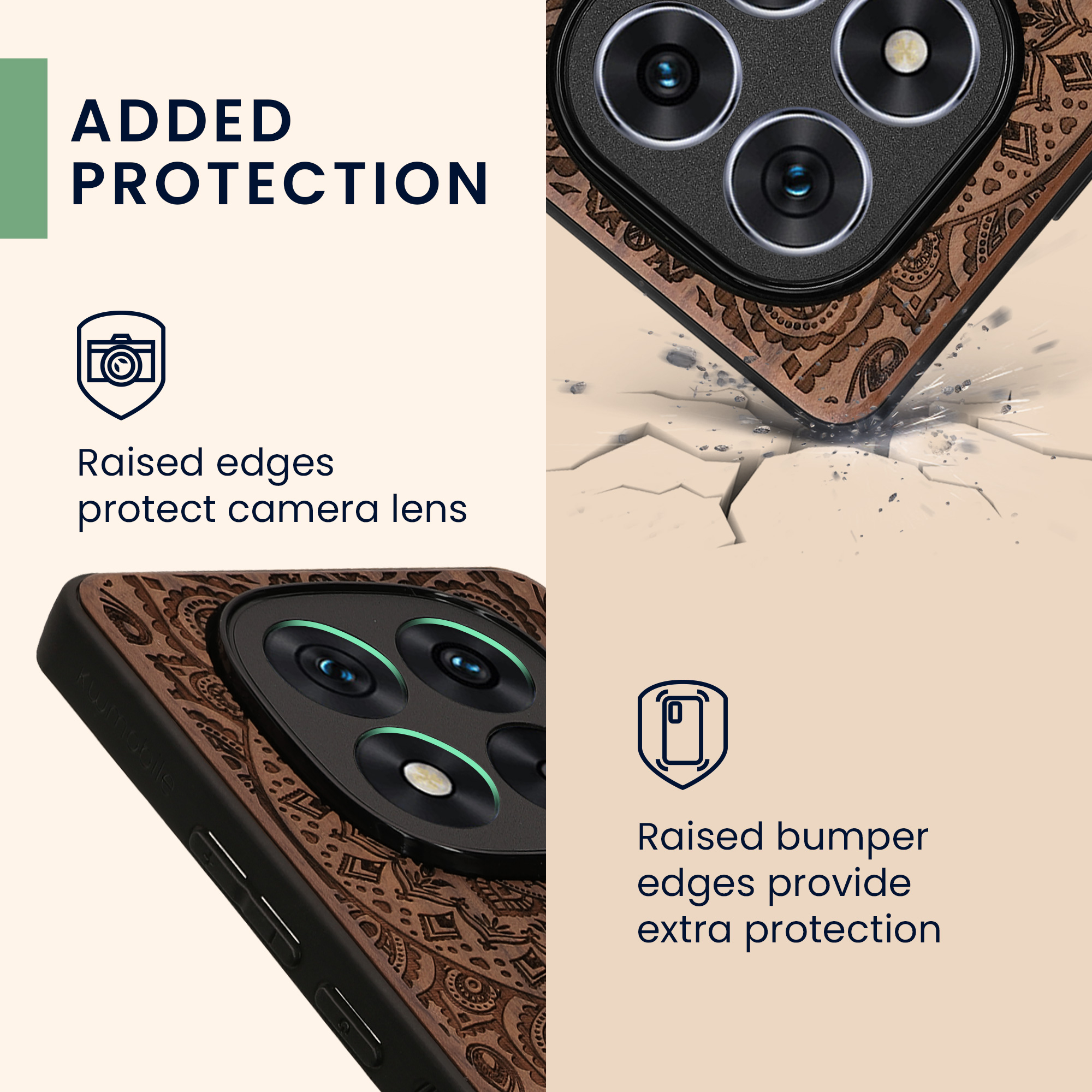 Dřevěné pouzdro pro Xiaomi Redmi Note 14 Pro+ 5G / Redmi Note 14 Pro Plus 5G kwmobile - tvrdý obal v tmavě hnědé barvě