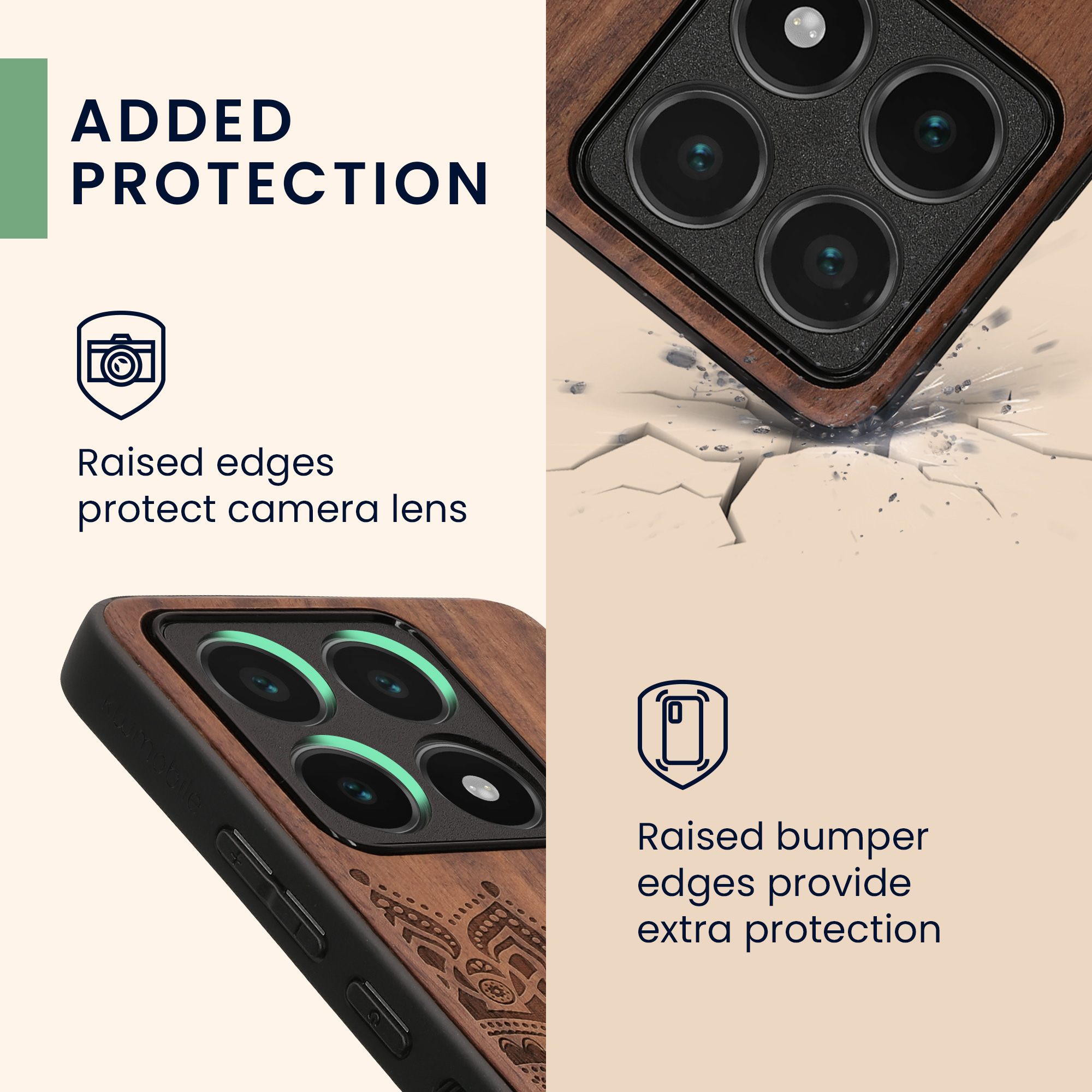 Kryt na mobil Xiaomi 14T kwmobile Wood Case tmavě hnědá