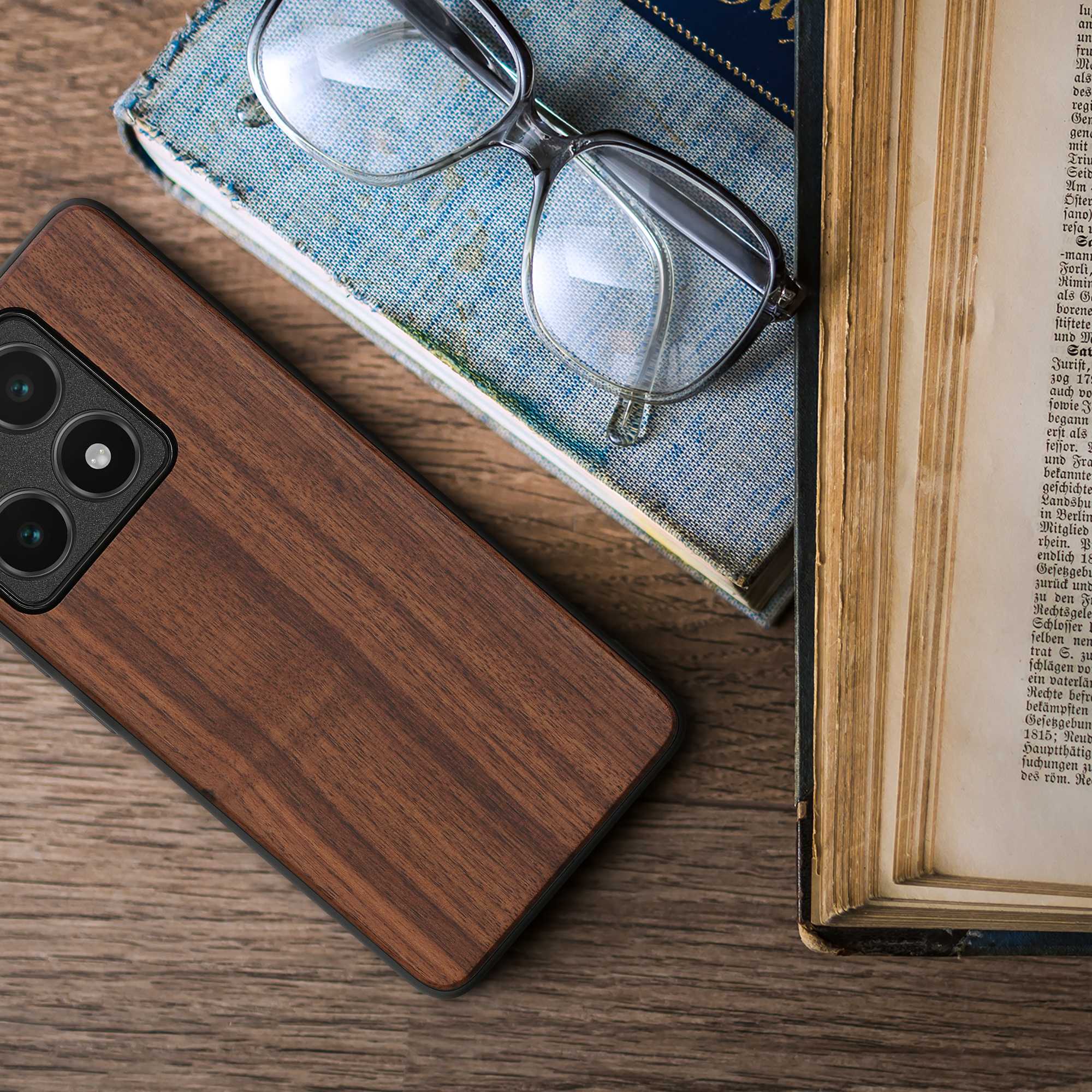Kryt na mobil Xiaomi 14T kwmobile Wood Case tmavě hnědá