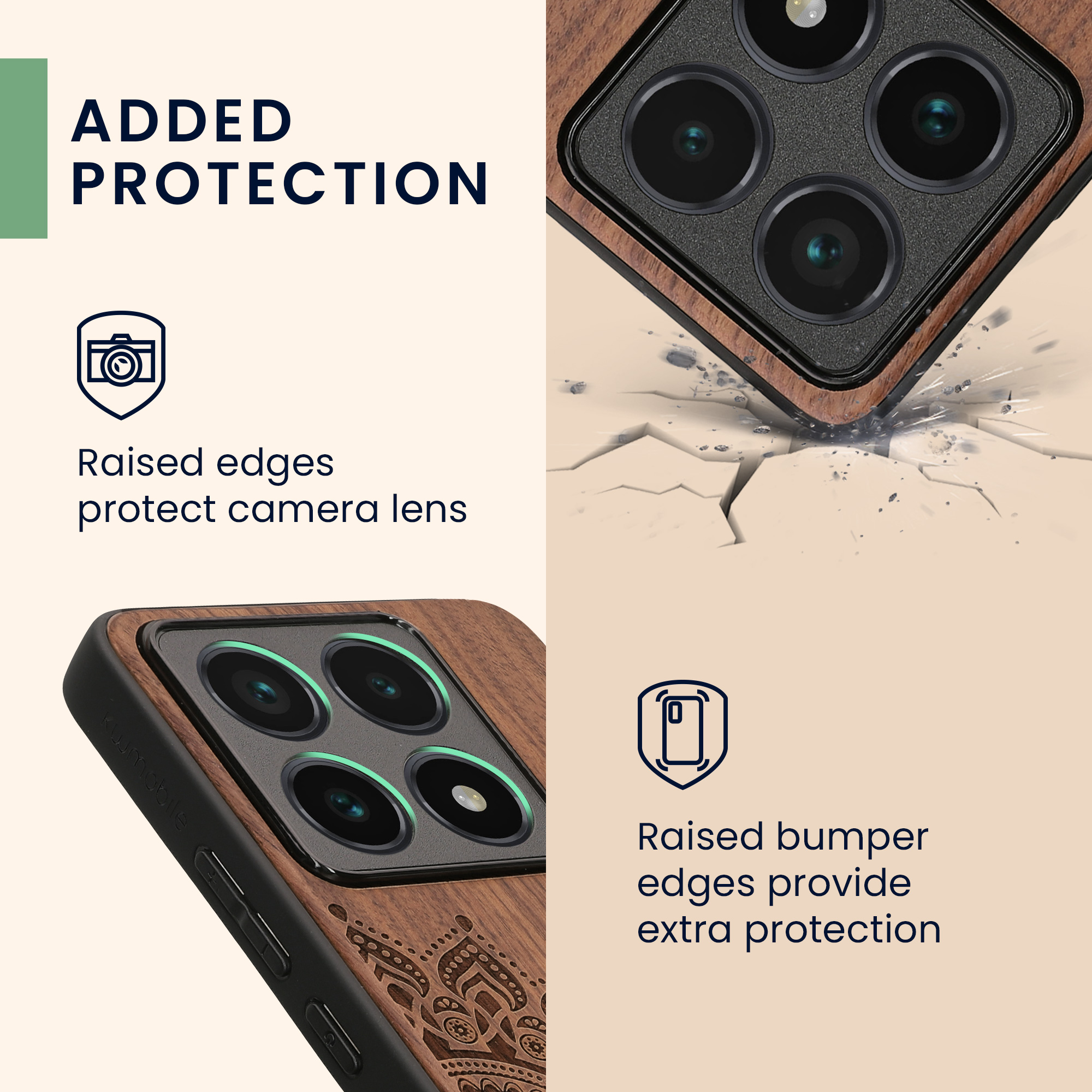 Kryt na mobil Xiaomi 14T Pro kwmobile Wood Case tmavě hnědá