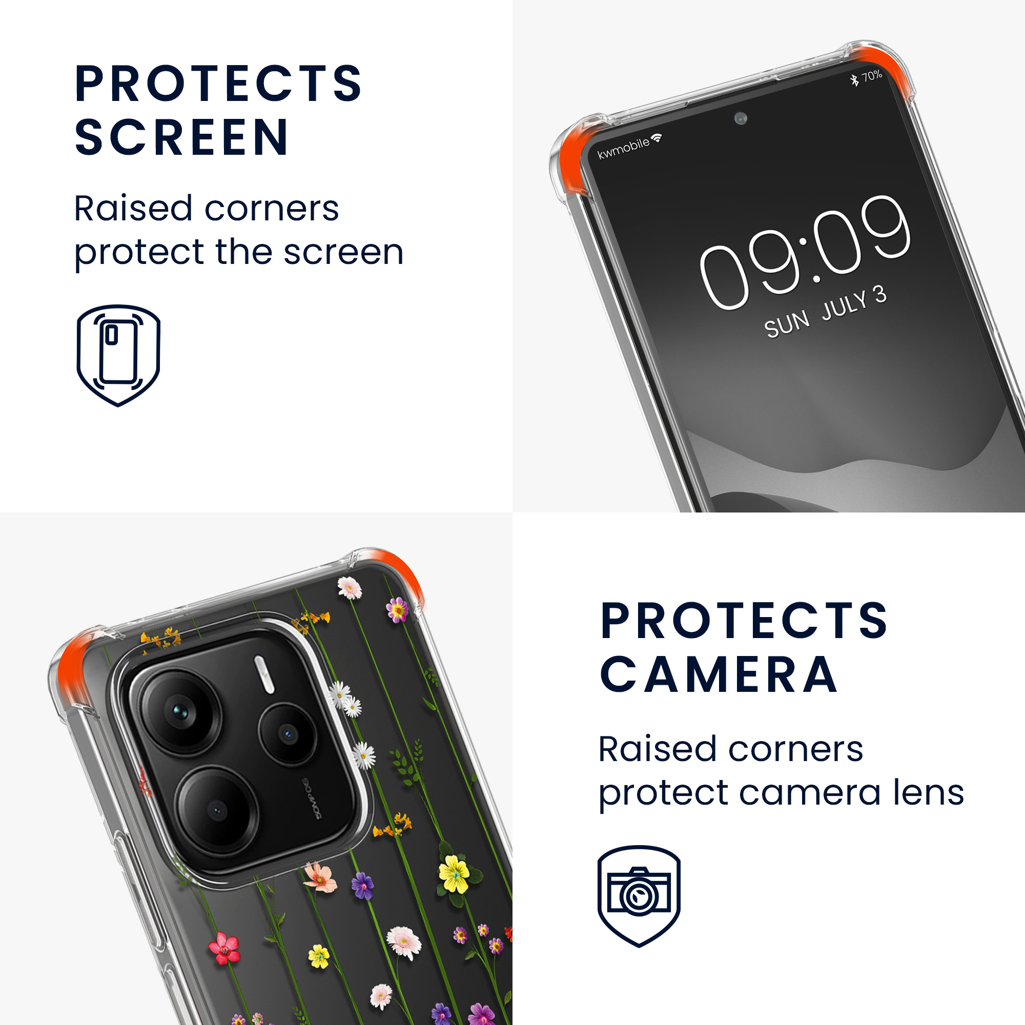 Kryt Xiaomi Redmi Note 14 5G (Not for 4G) crossbody popruh divoké kvítí - vícebarevná kwmobile
