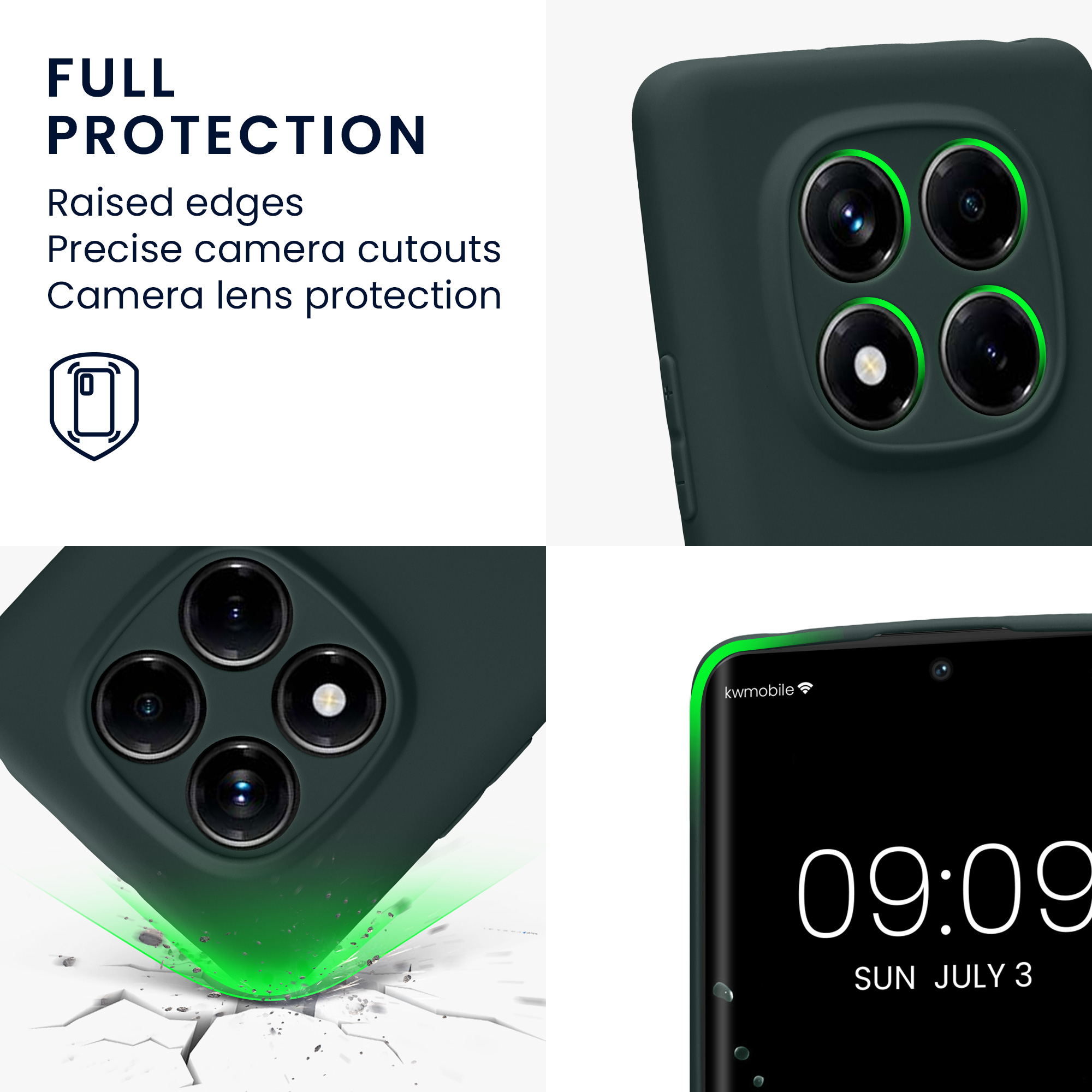 Kryt Xiaomi Redmi Note 14 Pro 4G silikonový TPU zelená kwmobile