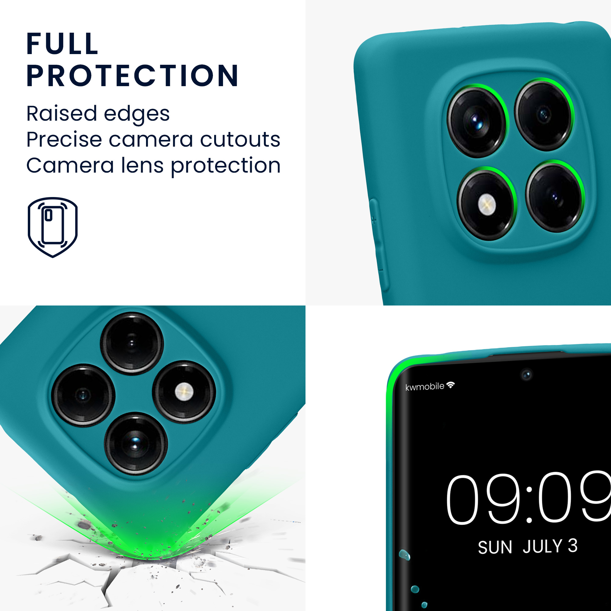 Kryt Xiaomi Redmi Note 14 Pro 4G silikonový TPU modrozelená matná kwmobile