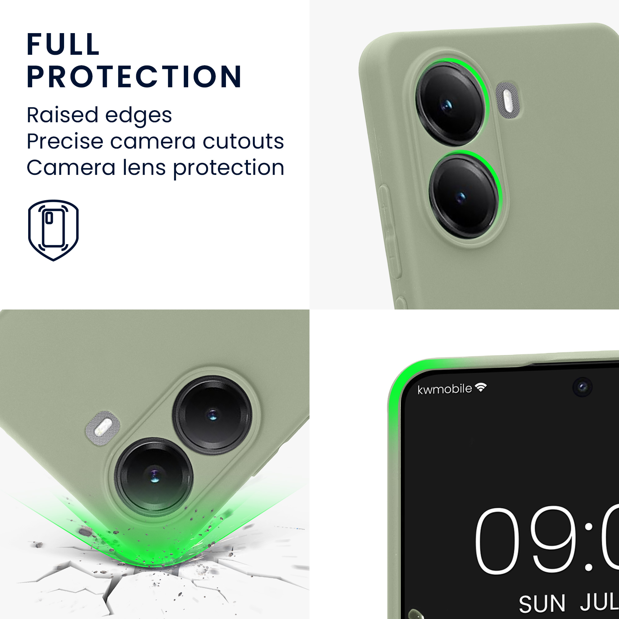 Kryt na mobil Xiaomi Poco X7 Pro 5G, tenký - kwmobile, šedozelený