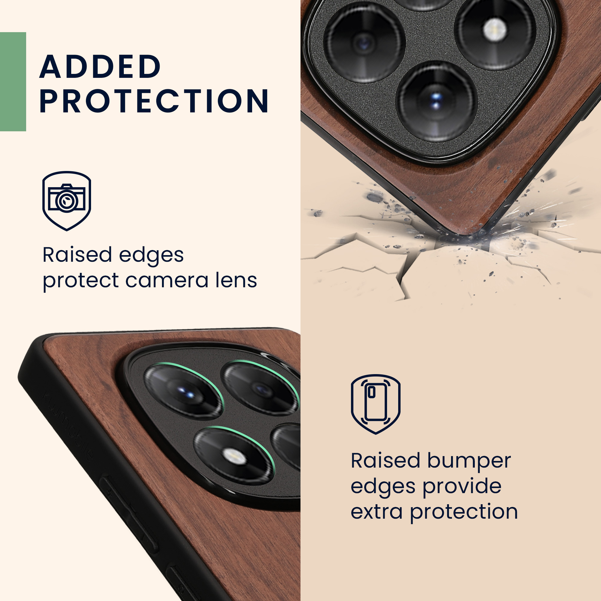 Dřevěný kryt Xiaomi Redmi Note 14 Pro 4G TPU nárazník tmavě hnědá kwmobile