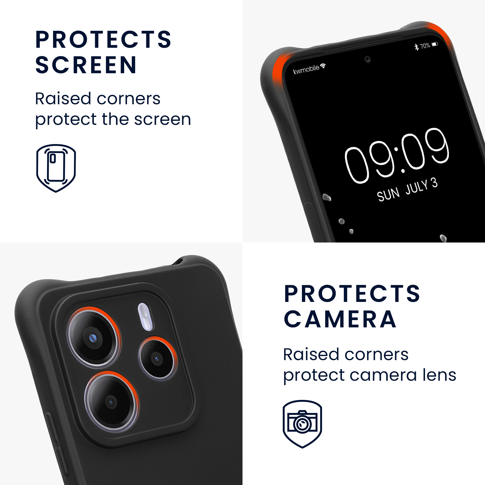 Kryt Xiaomi Redmi Note 14 5G (Not for 4G) crossbody popruh TPU černá matná kwmobile