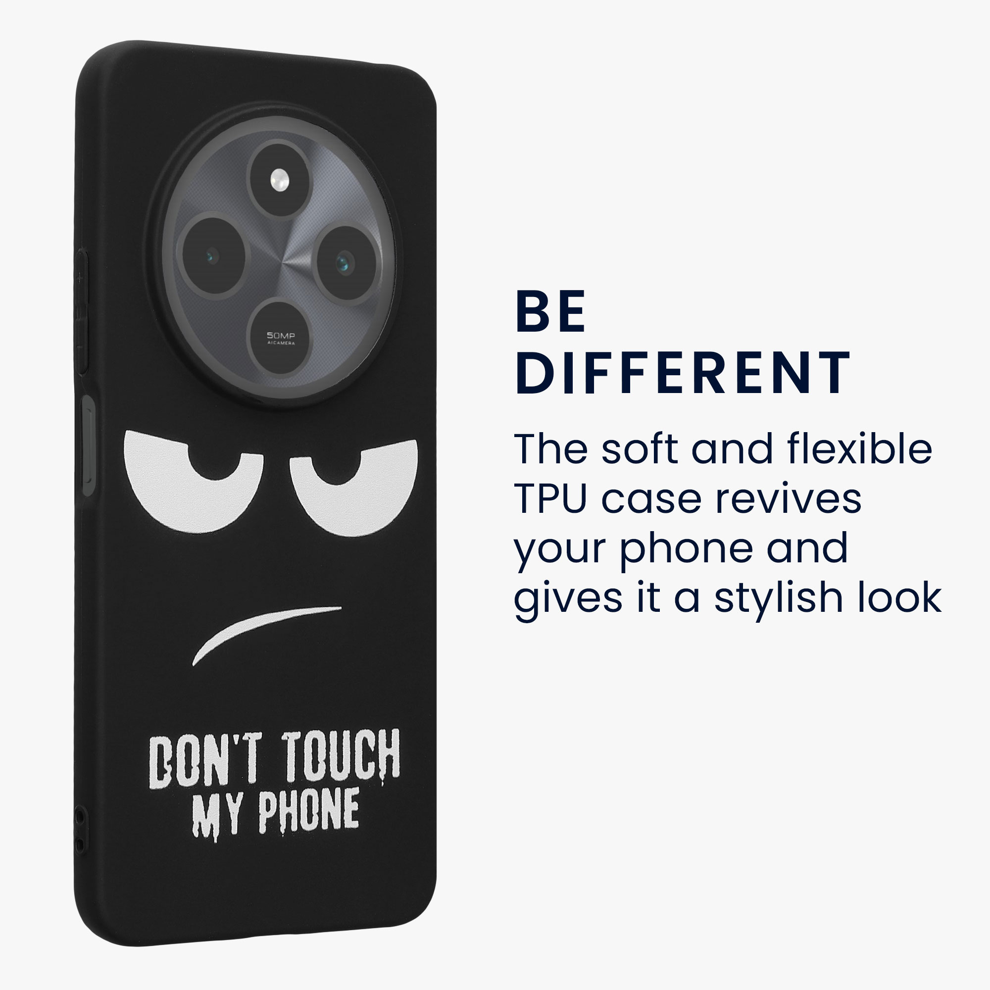Kryt Xiaomi Redmi 14C Don't Touch TPU bílá/černá kwmobile