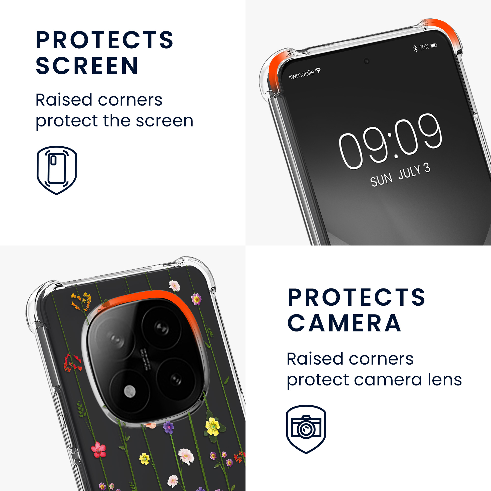 Kryt Xiaomi Redmi Note 14 Pro 4G crossbody popruh divoké kvítí - vícebarevná kwmobile