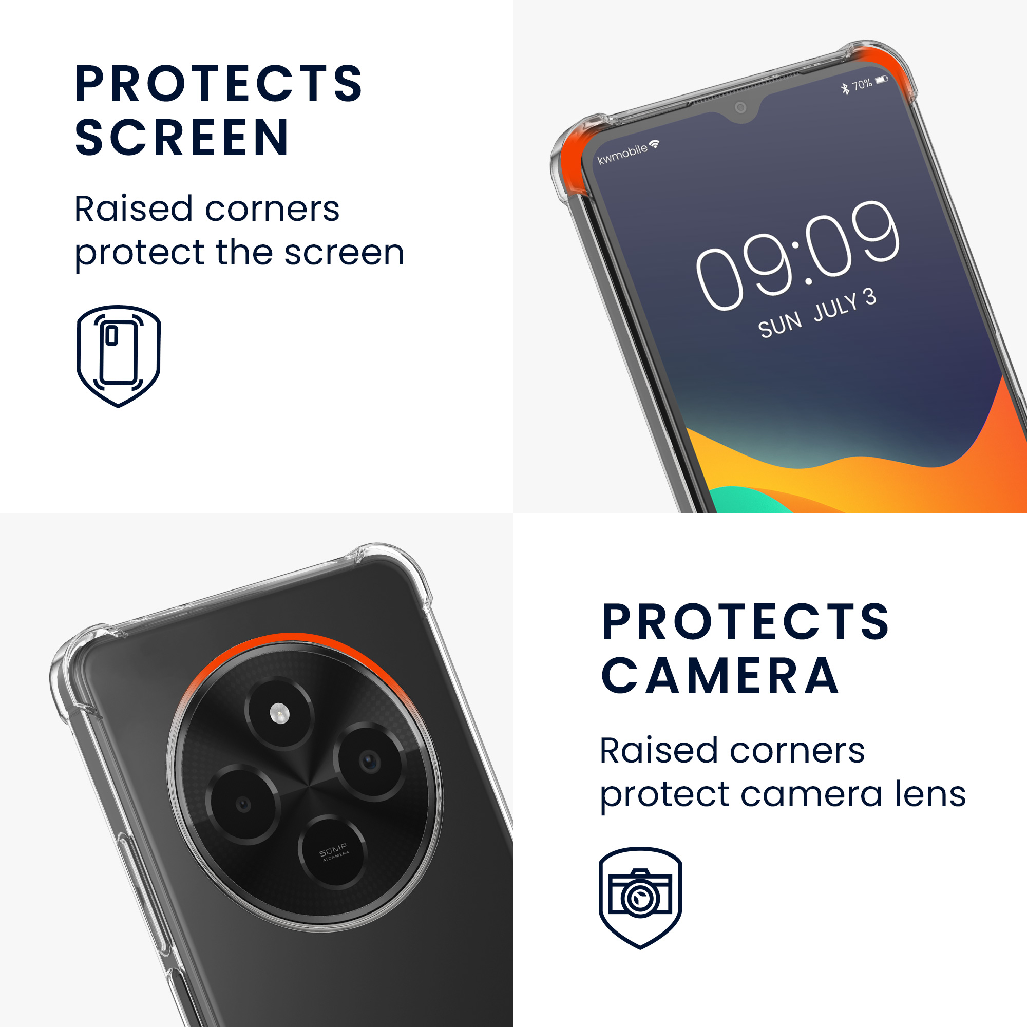 Kryt Xiaomi Redmi 14C crossbody popruh průhledná kwmobile