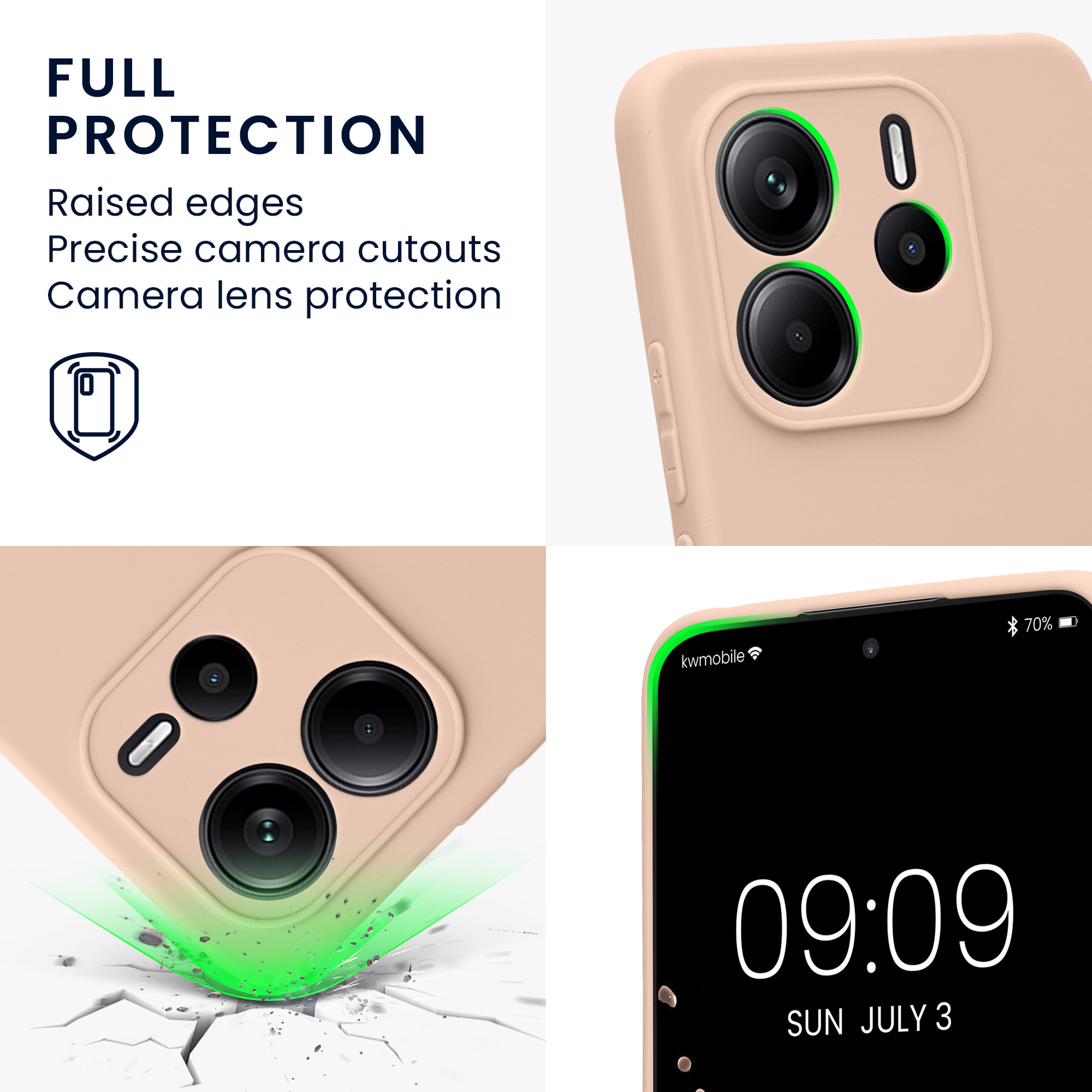 Pouzdro pro Xiaomi Redmi Note 14 4G (není pro verzi 5G) kwmobile tenké TPU - kokosová