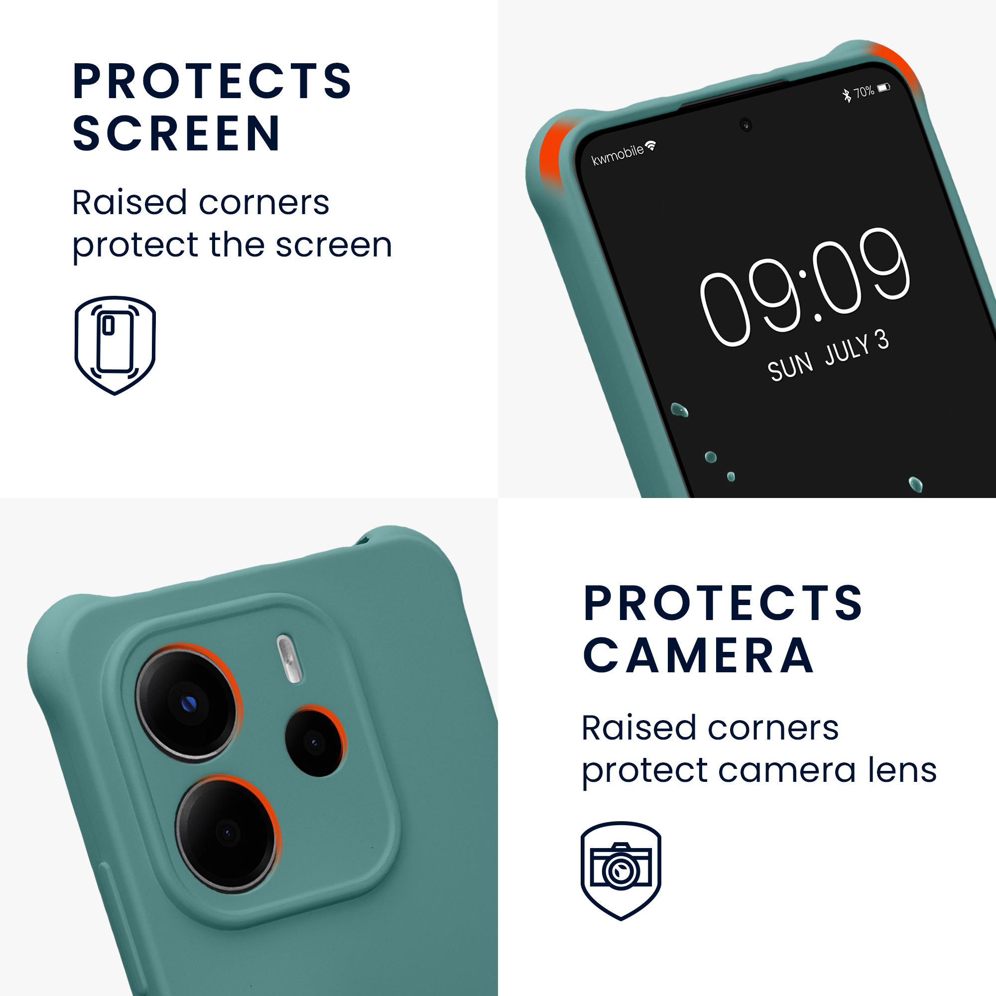 Kryt Xiaomi Redmi Note 14 4G (Not for 5G) crossbody popruh TPU Petrol kwmobile