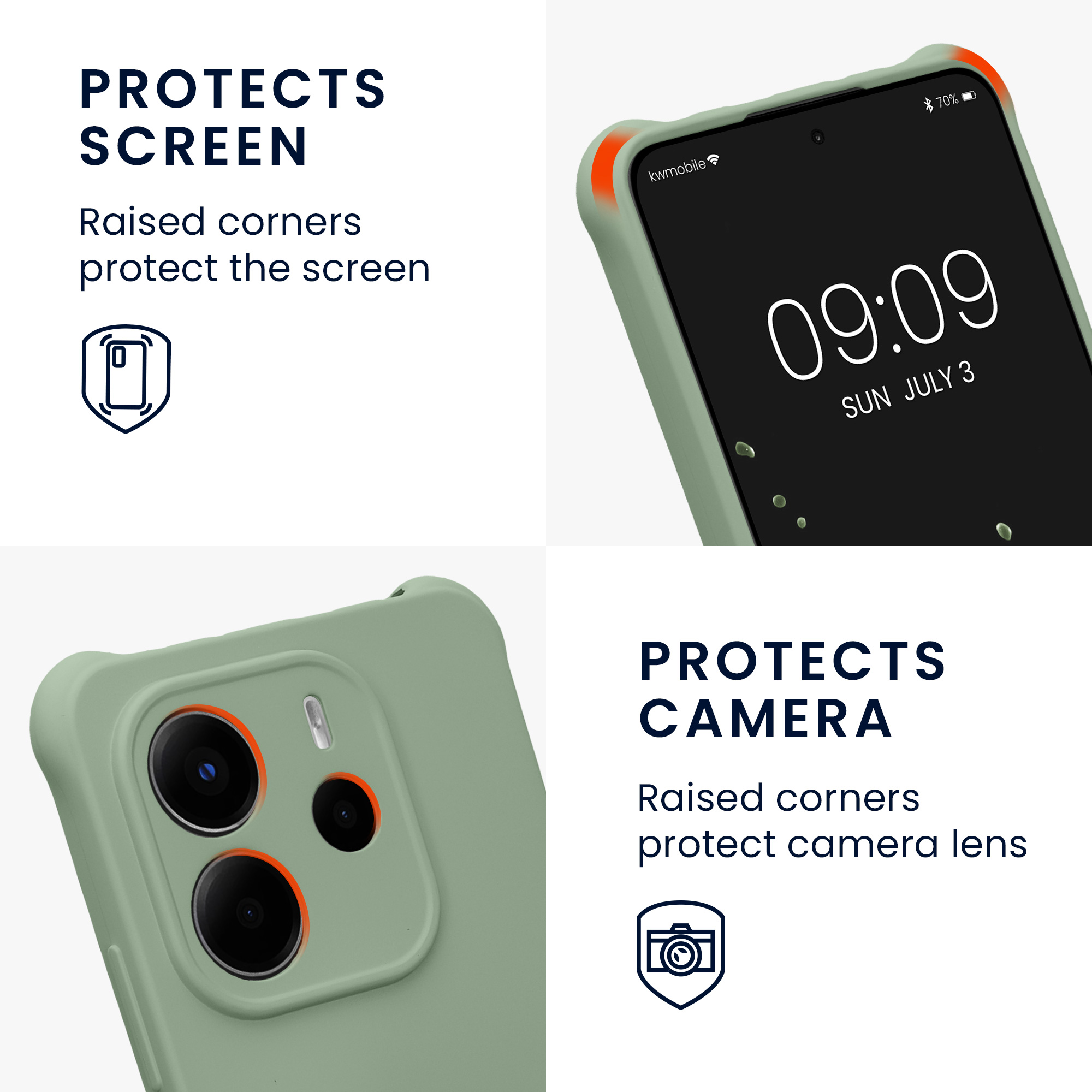 Kryt Xiaomi Redmi Note 14 4G (Not for 5G) crossbody popruh TPU šedozelená kwmobile