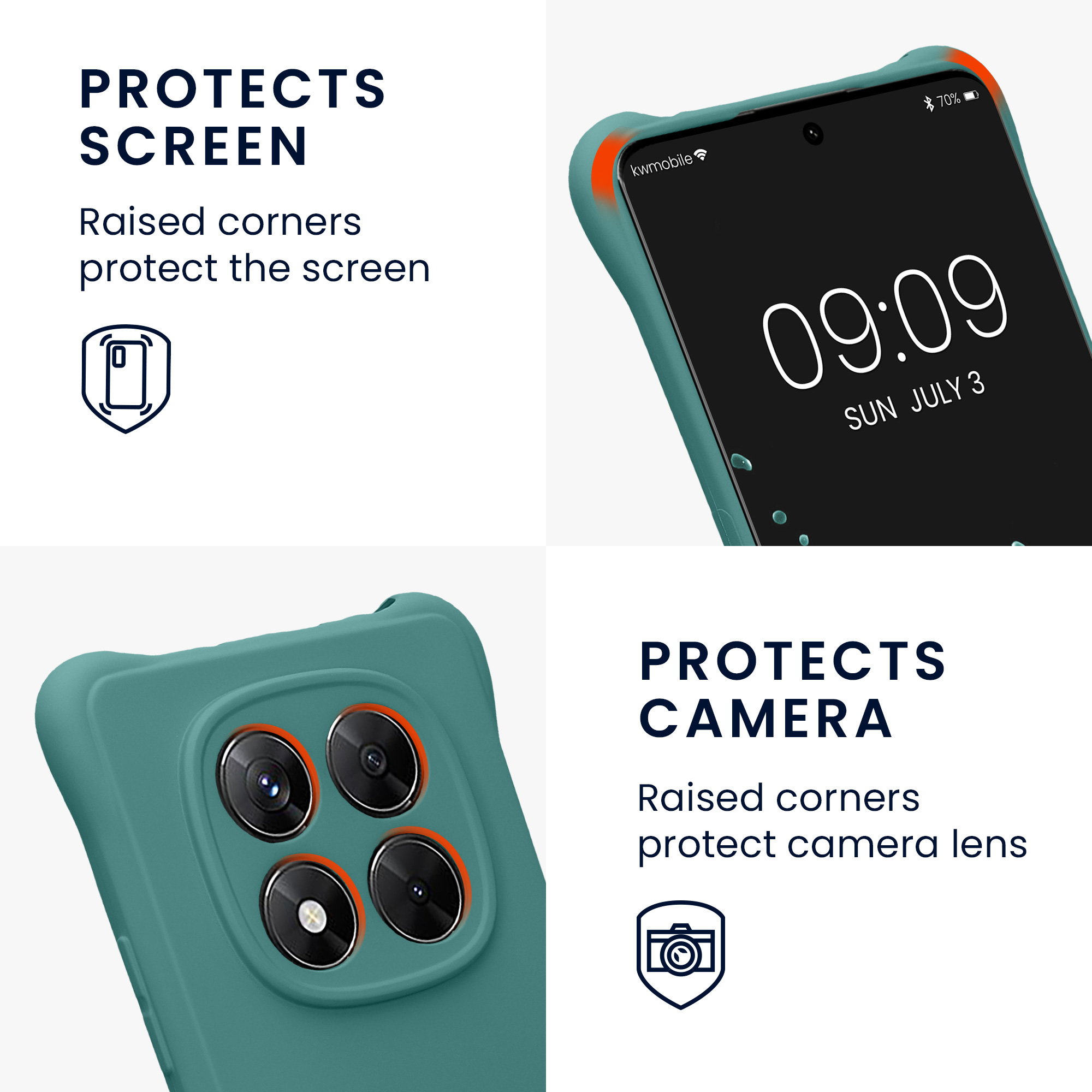 Kryt Xiaomi Redmi Note 14 Pro 4G crossbody popruh TPU Petrol kwmobile