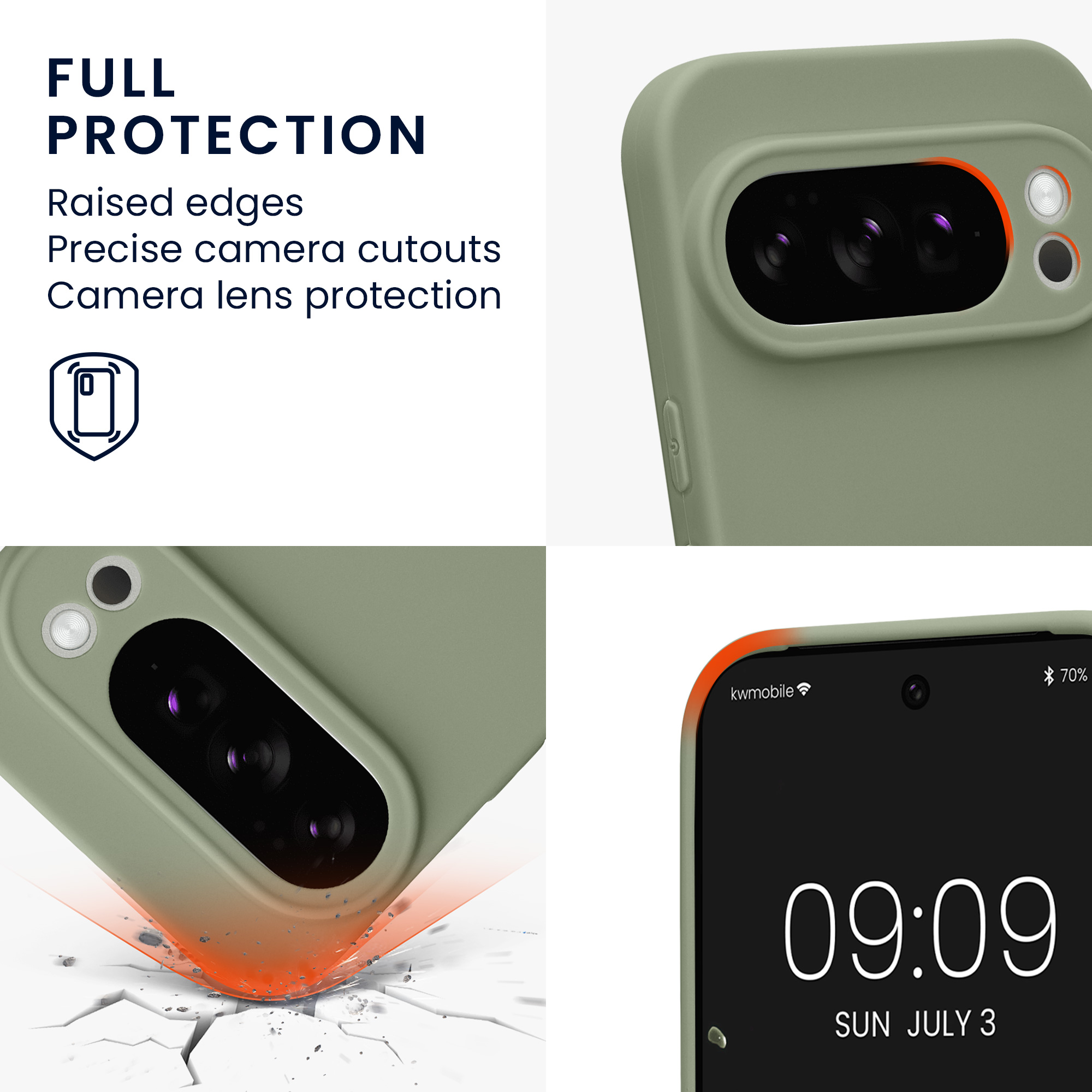 Silikonový kryt kwmobile pro Google Pixel 10 Pro - šedozelená