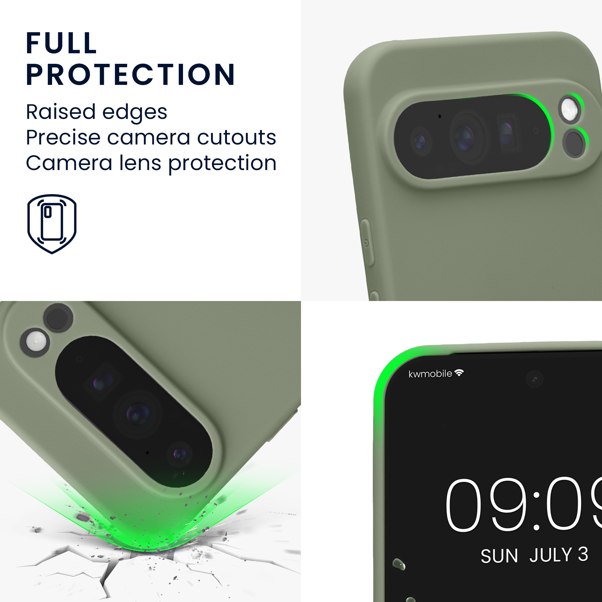 Silikonový kryt kwmobile pro Google Pixel 10 Pro XL - šedozelená