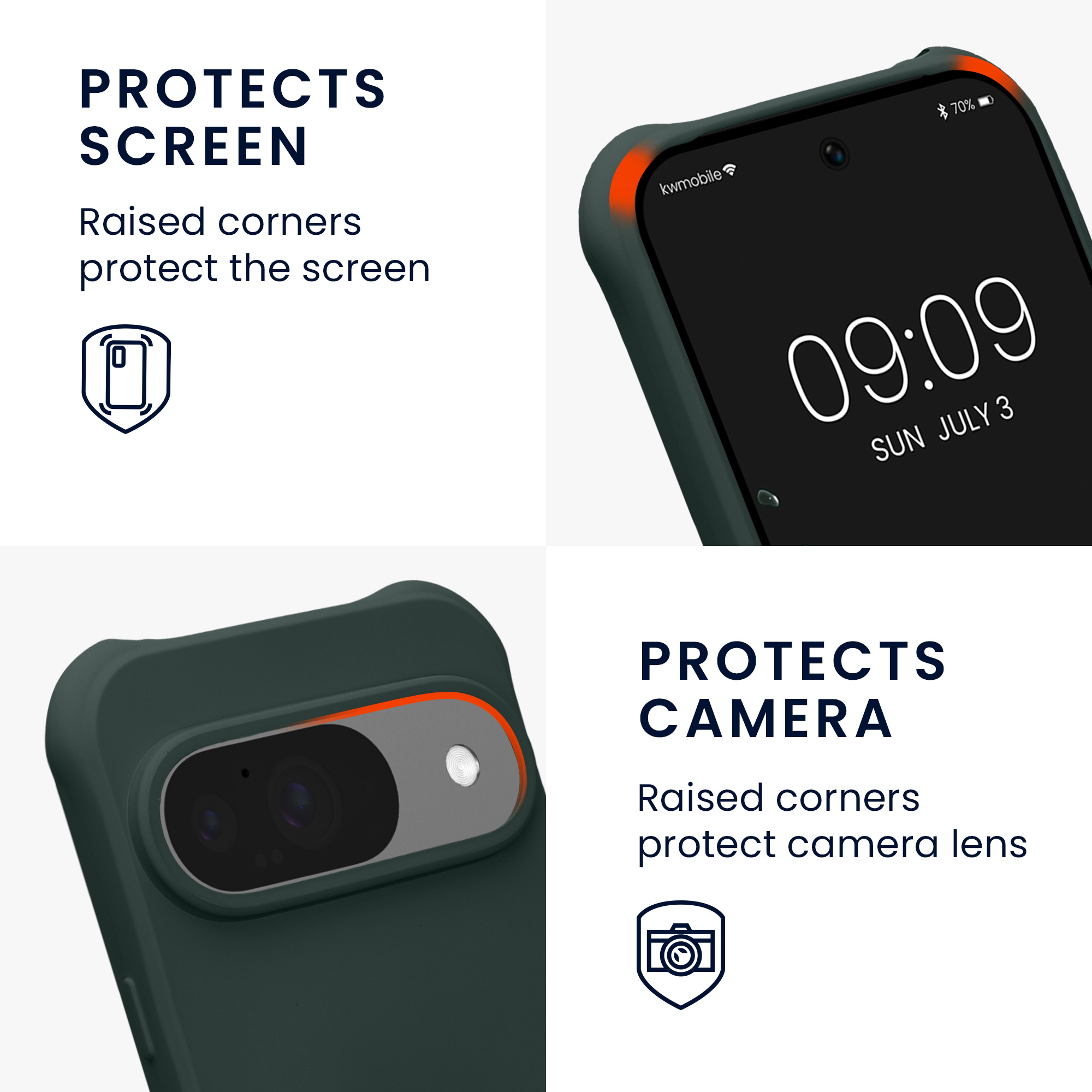 Pouzdro s popruhem (crossbody) pro Google Pixel 10 / Pixel 10 Pro kwmobile silikonové - mechově zelená