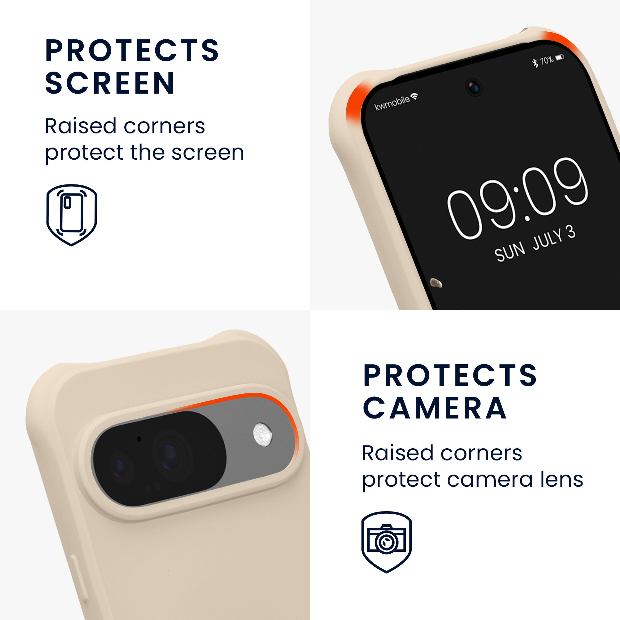 Pouzdro s popruhem (crossbody) pro Google Pixel 10 / Pixel 10 Pro kwmobile silikonové - krémová