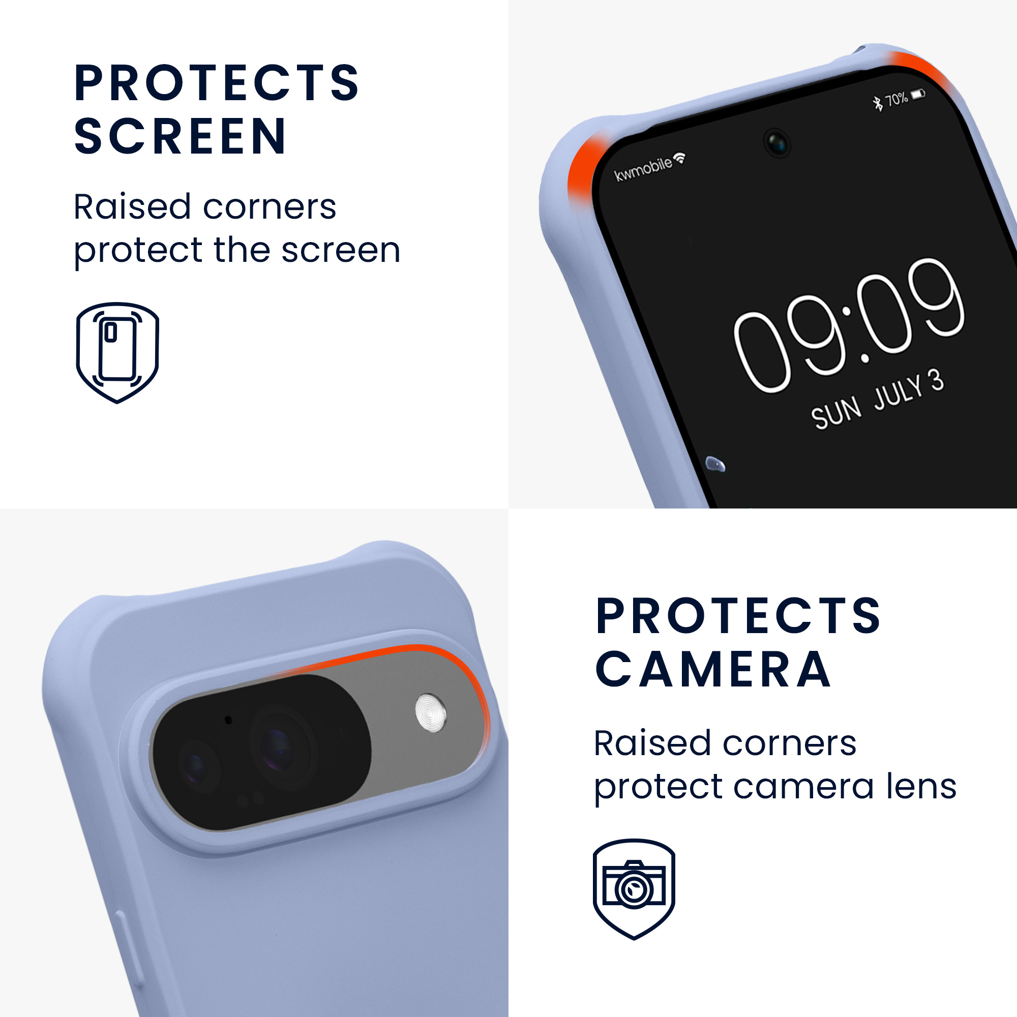 Pouzdro s popruhem (crossbody) pro Google Pixel 10 / Pixel 10 Pro kwmobile silikonové - levandulová