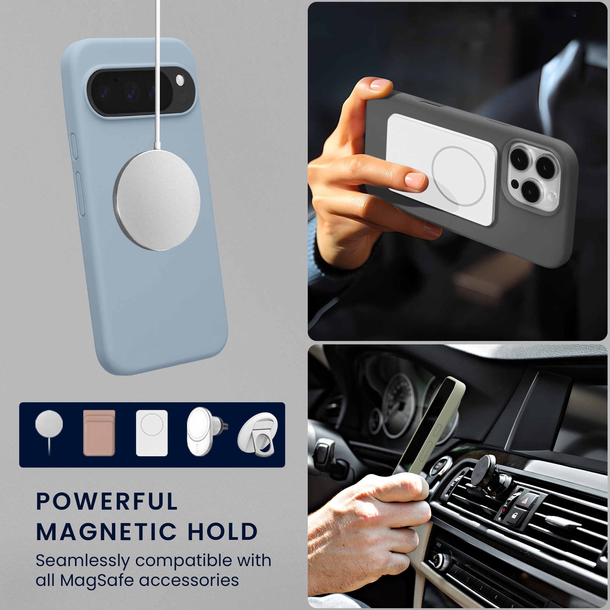 TPU silikonové pouzdro pro Google Pixel 10 Pro XL kwmobile MagSafe - matná světle modrá