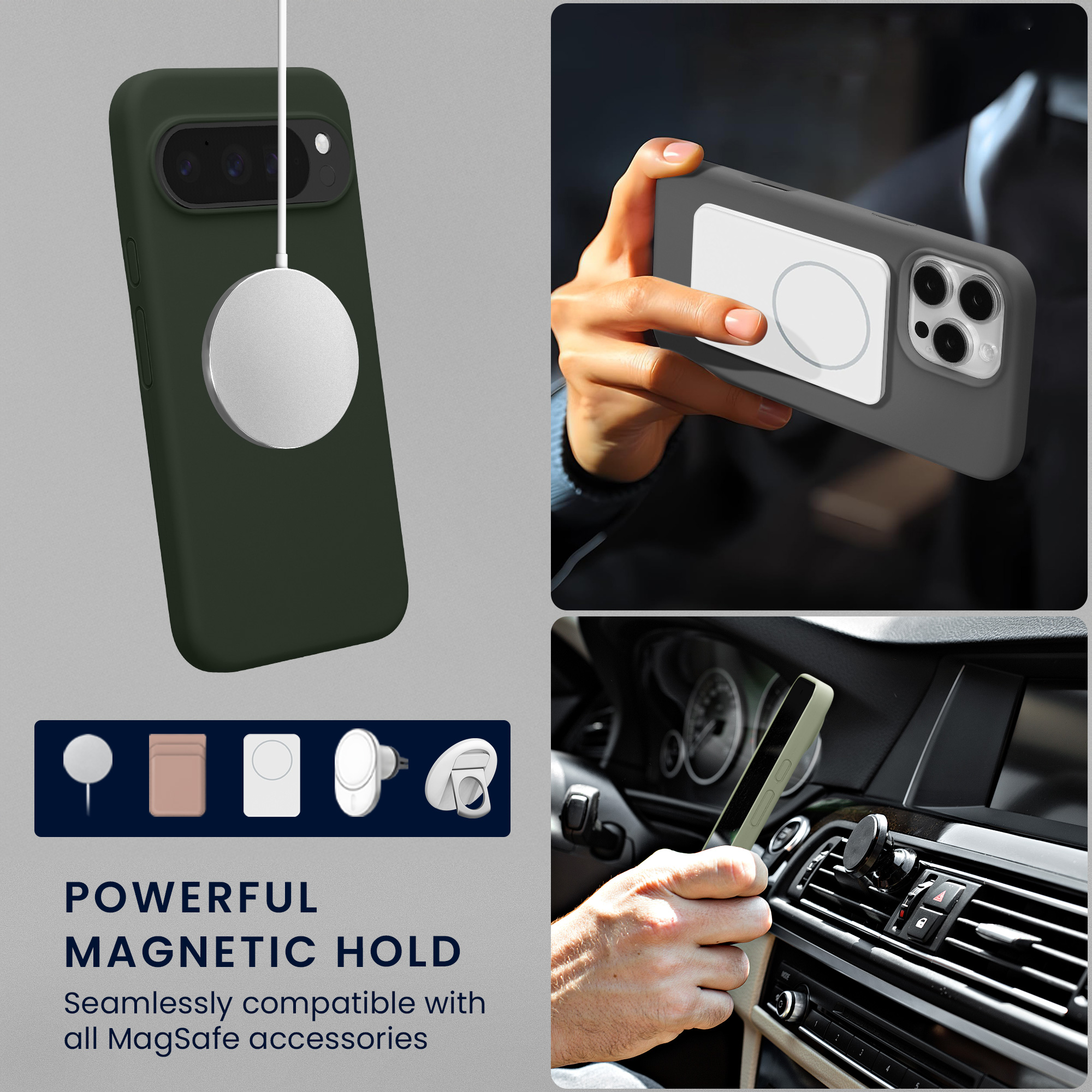 TPU silikonové pouzdro pro Google Pixel 10 / Pixel 10 Pro kwmobile MagSafe - tmavě zelená