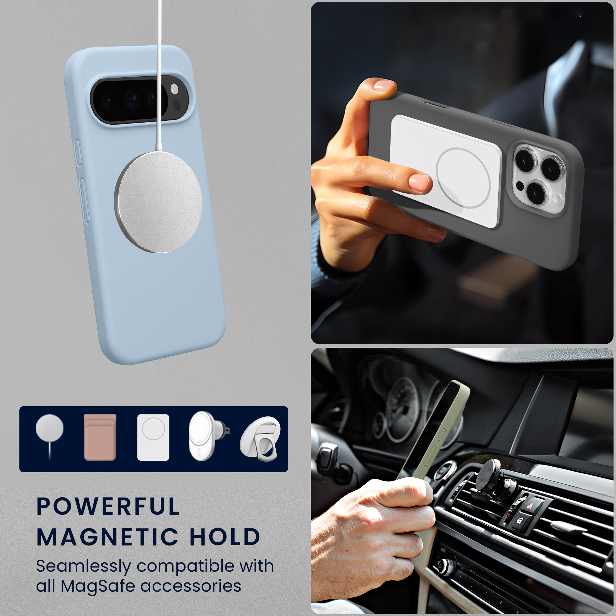TPU silikonové pouzdro pro Google Pixel 10 / Pixel 10 Pro kwmobile MagSafe - matná světle modrá