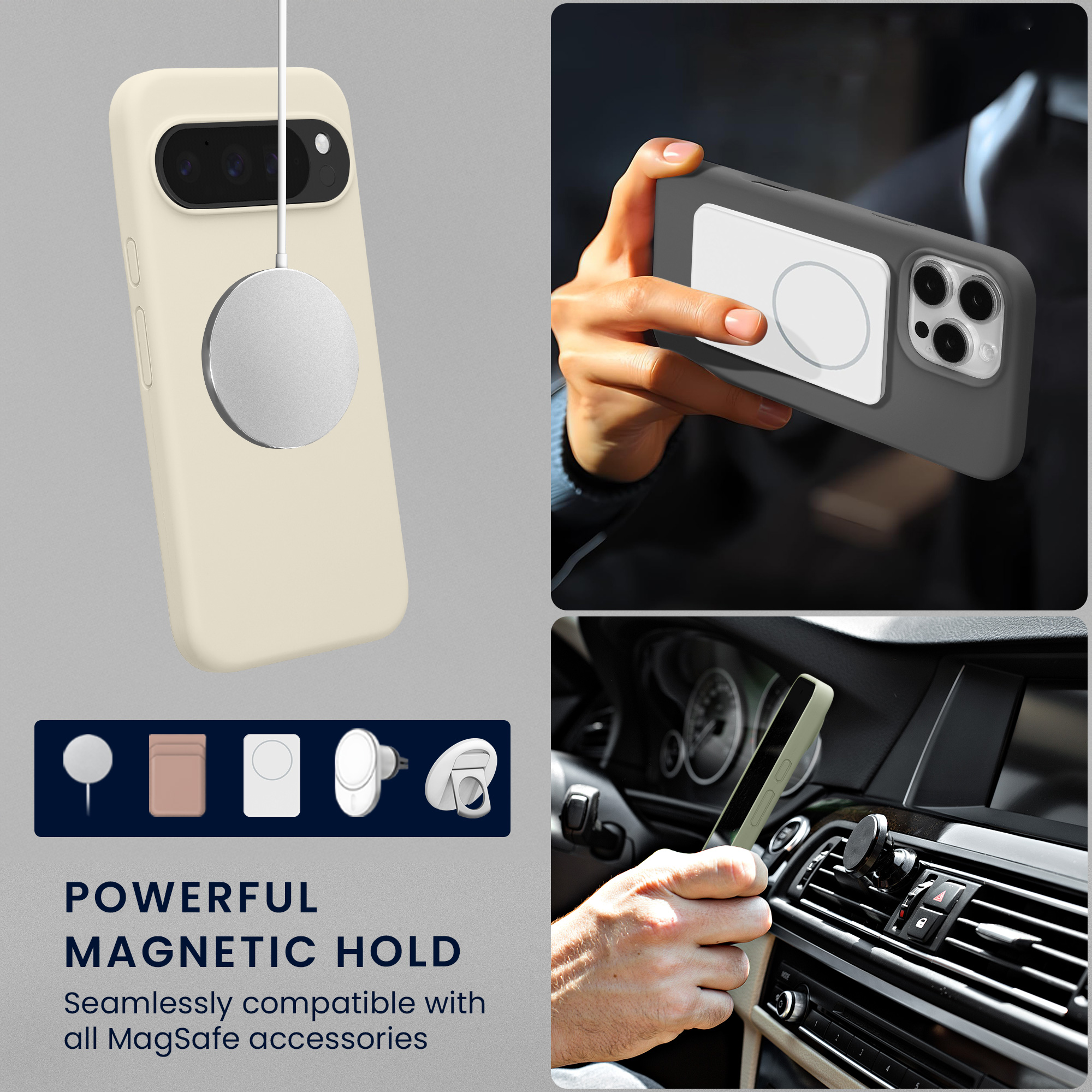 TPU silikonové pouzdro pro Google Pixel 10 / Pixel 10 Pro kwmobile MagSafe - matná krémová