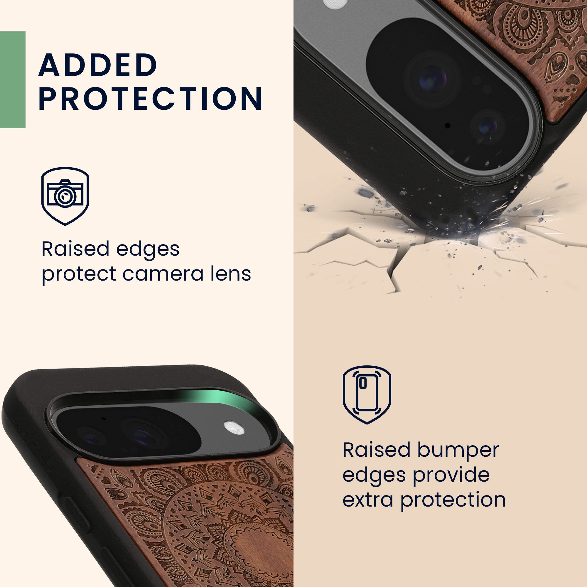Dřevěné pouzdro pro Google Pixel 10 / Pixel 10 Pro kwmobile - tvrdý obal v tmavě hnědé barvě