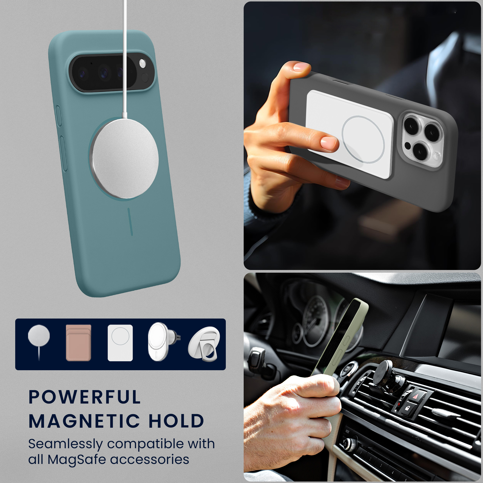 Magnetické silikonové pouzdro pro Google Pixel 10 / Pixel 10 Pro kwmobile MagSafe - arktická noc