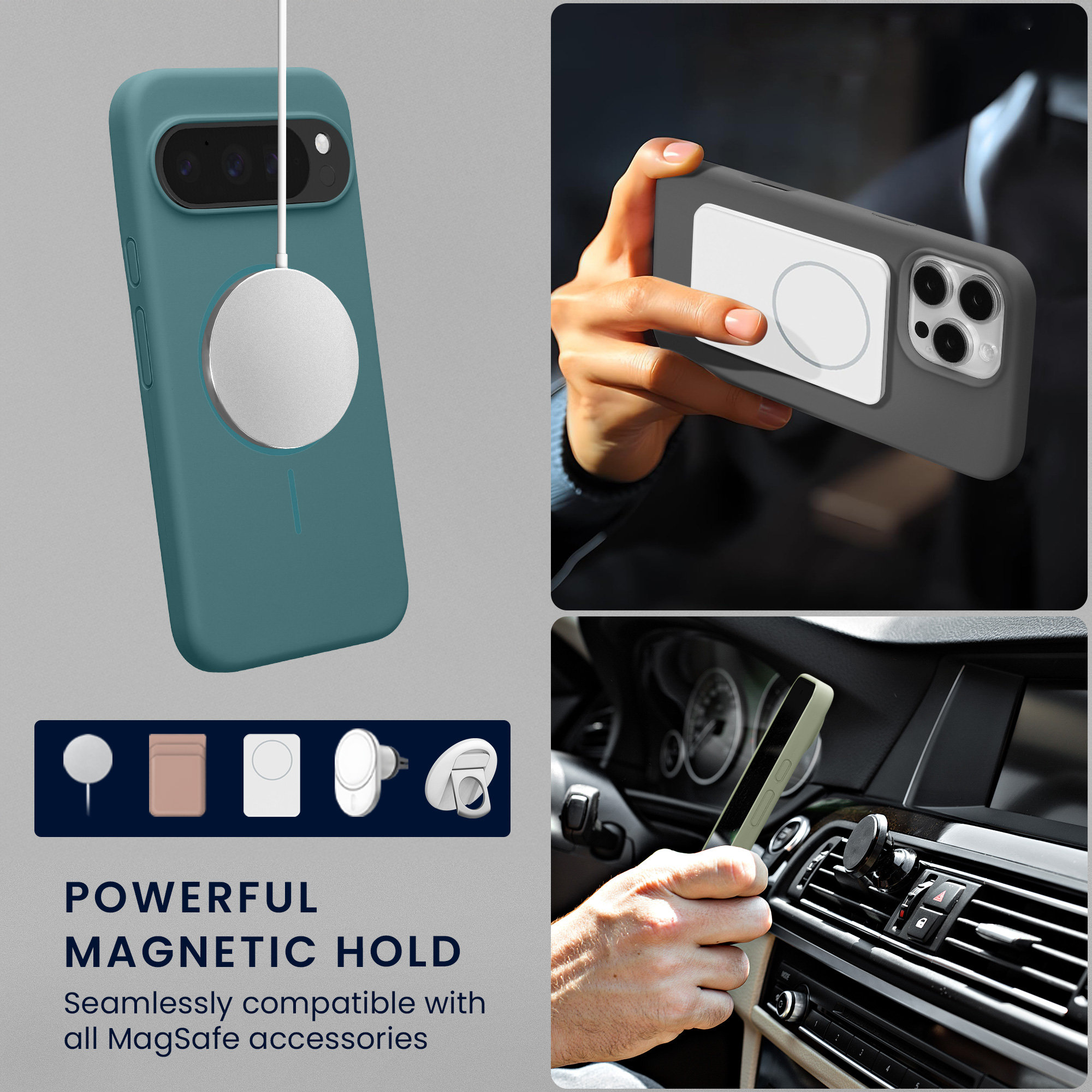 Magnetické silikonové pouzdro pro Google Pixel 10 Pro XL kwmobile MagSafe - arktická noc