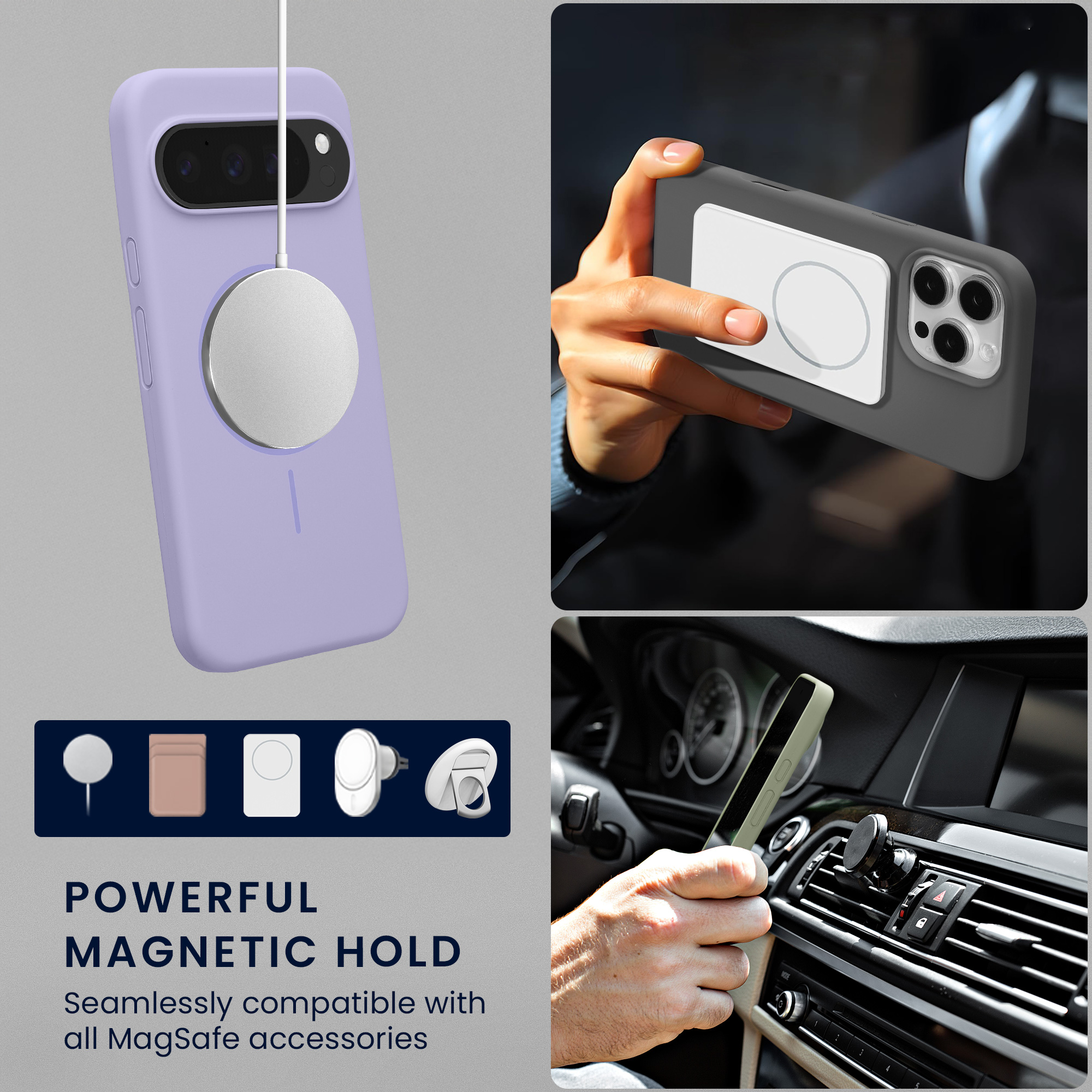 Magnetické silikonové pouzdro pro Google Pixel 10 Pro XL kwmobile MagSafe - levandulová