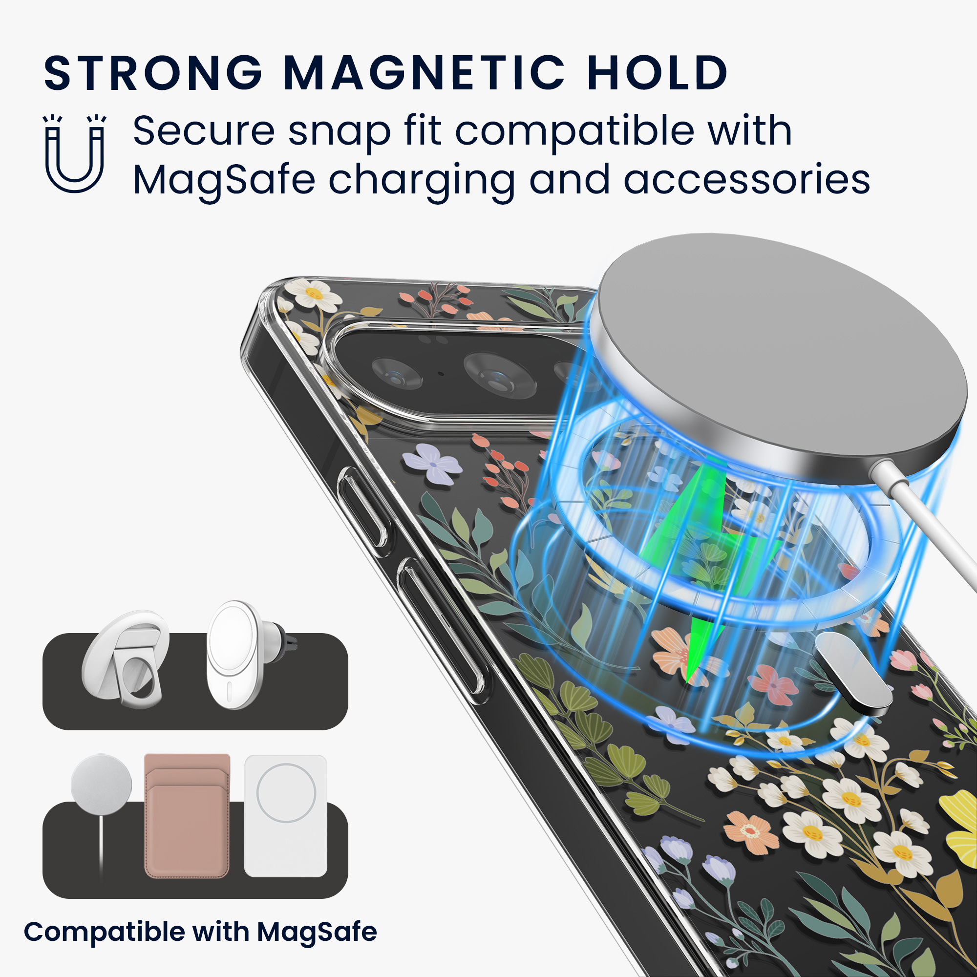 Čiré pouzdro na telefon pro Google Pixel 10 / Pixel 10 Pro kwmobile MagSafe TPU - motiv okouzlující květiny