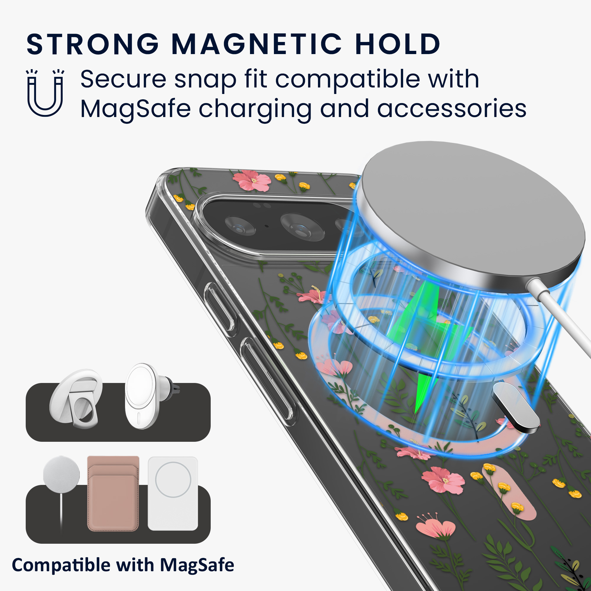 Čiré pouzdro na telefon pro Google Pixel 10 / Pixel 10 Pro kwmobile MagSafe TPU - motiv nenápadné polní květiny