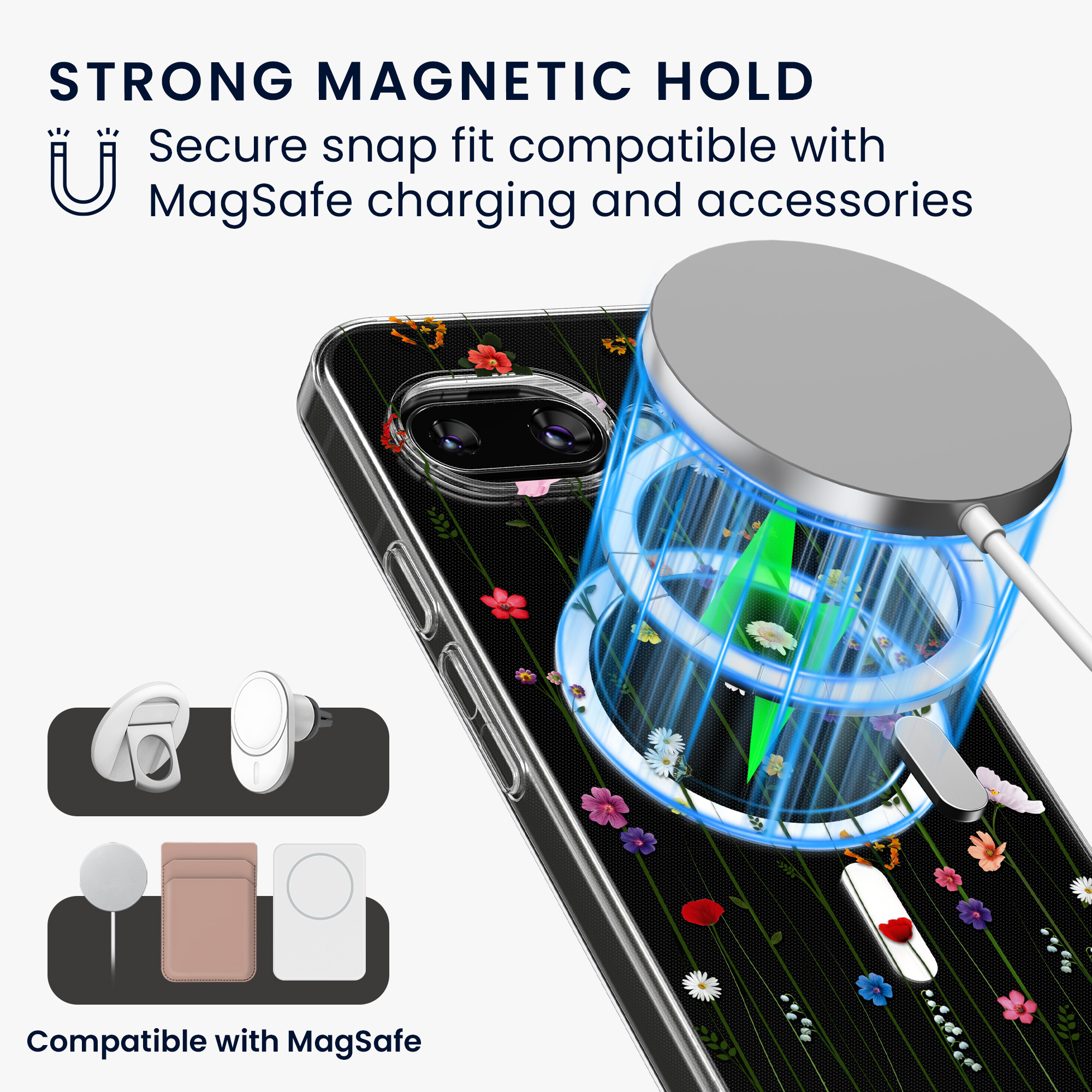 MagSafe kryt kwmobile pro Google Pixel 9a - wildflower vines