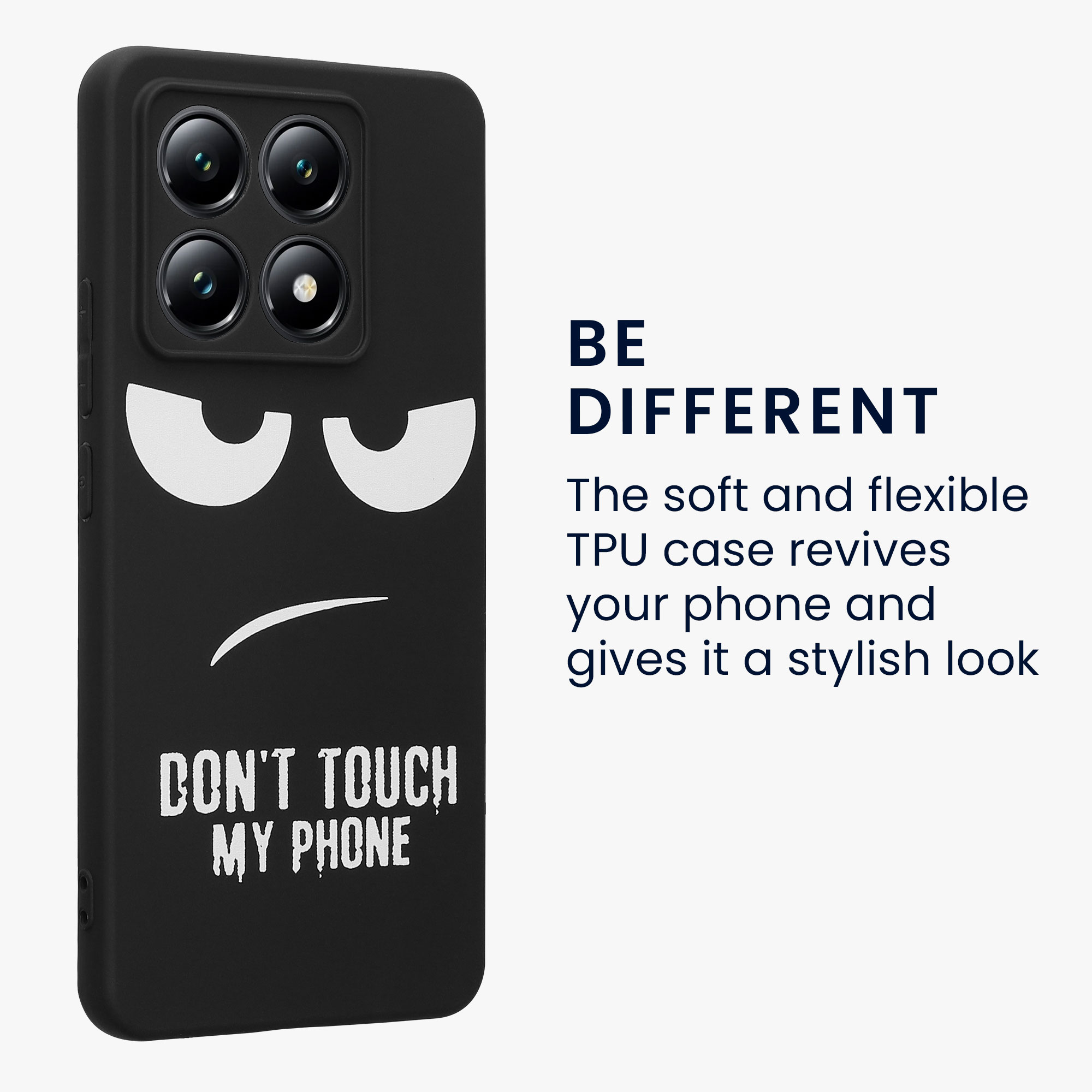 Kryt na mobil Xiaomi 14T kwmobile Don't Touch My Phone bílá / černá