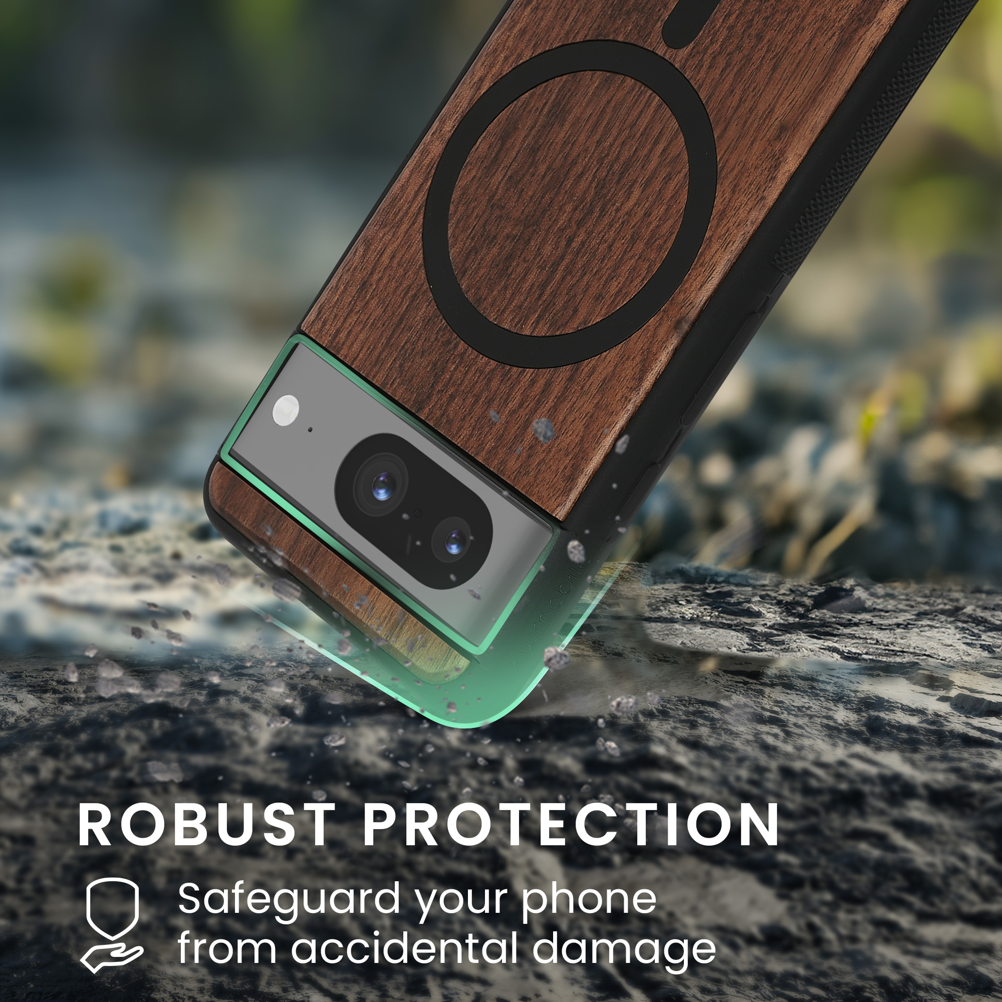 TPU kryt kwmobile Google Pixel 8 - Dark Brown wood