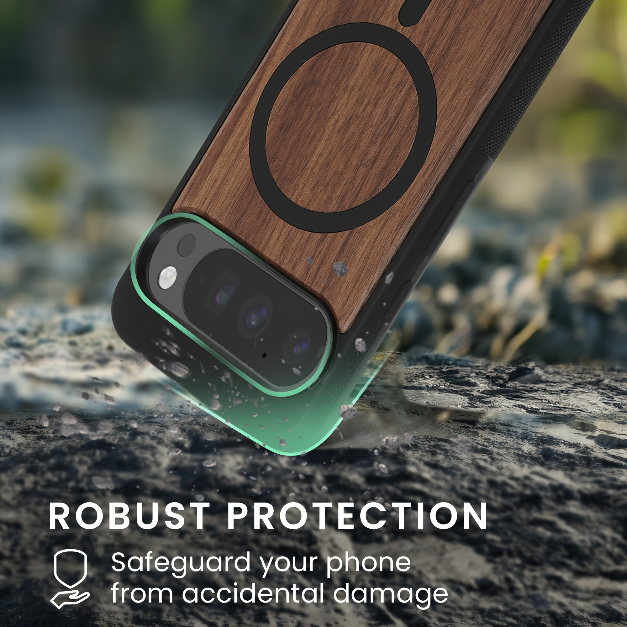 Pouzdro pro Google Pixel 9 / Pixel 9 Pro kwmobile MagSafe dřevěné - dřevo, tmavě hnědá
