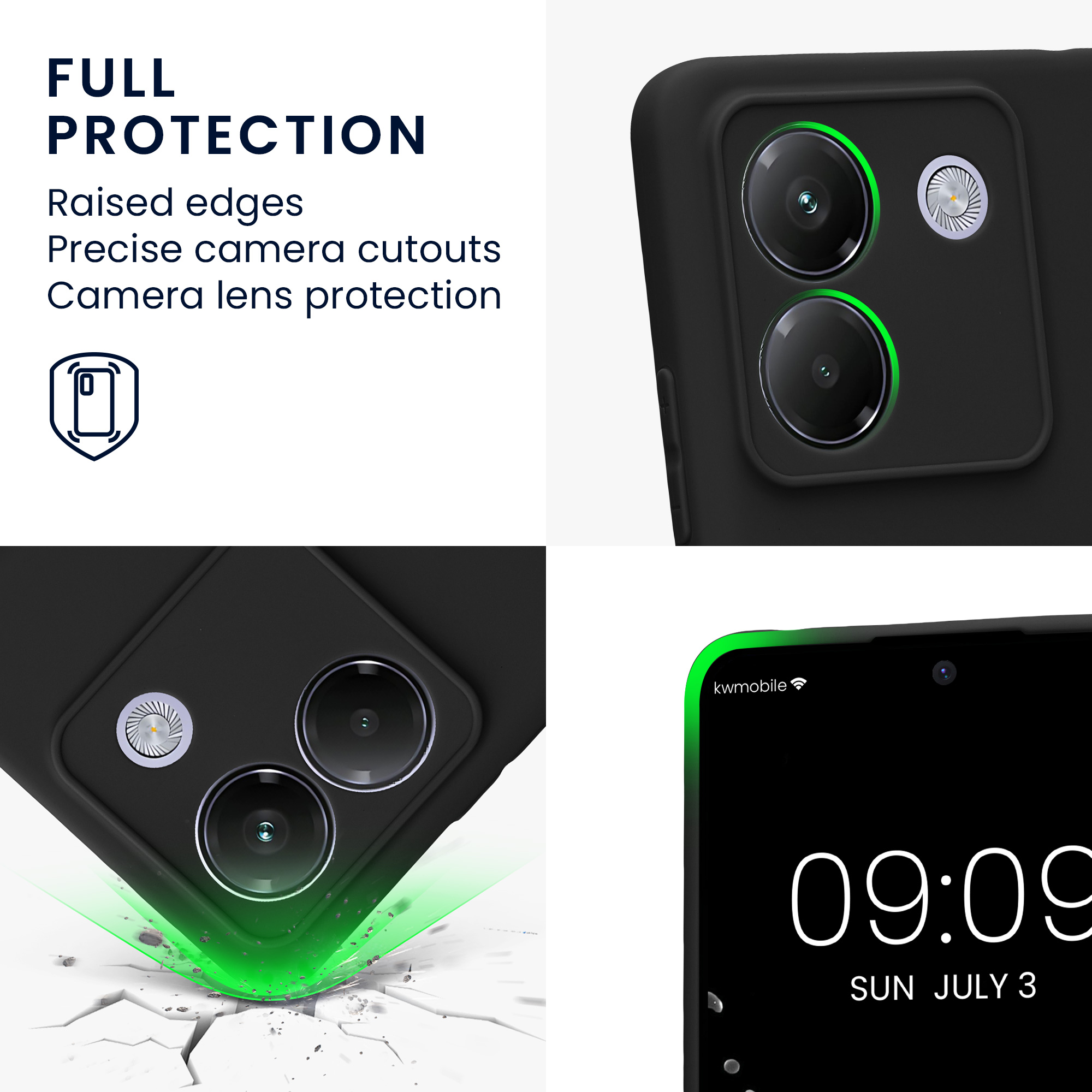 Kryt Xiaomi Poco M7 pro 5G silikonový TPU černá matná kwmobile