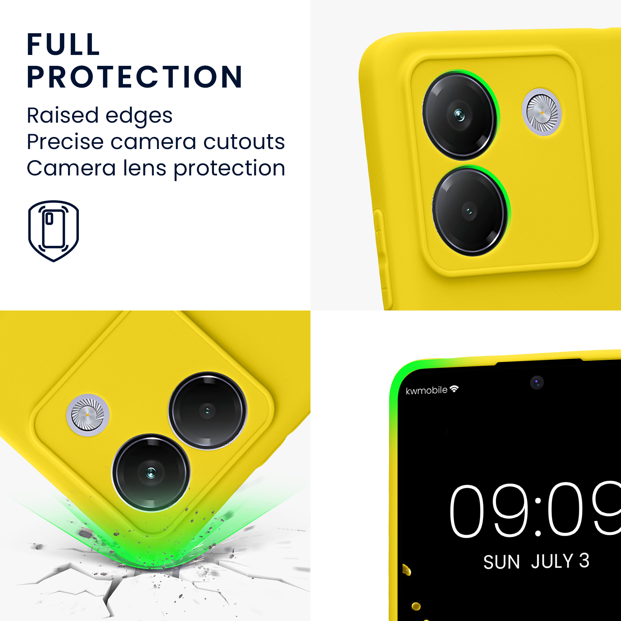 Kryt Xiaomi Poco M7 pro 5G silikonový TPU zářivě žlutá kwmobile