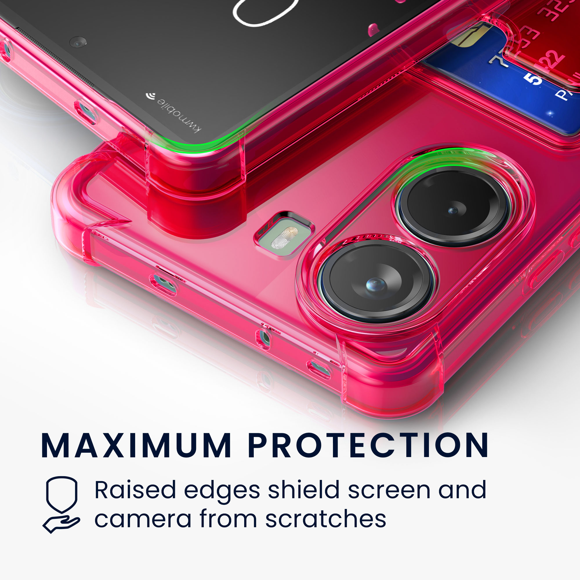 TPU kryt pro Xiaomi Poco X7 Pro 5G s přihrádkou na kartu, nárazuvzdorný kwmobile ‑ neonově růžová