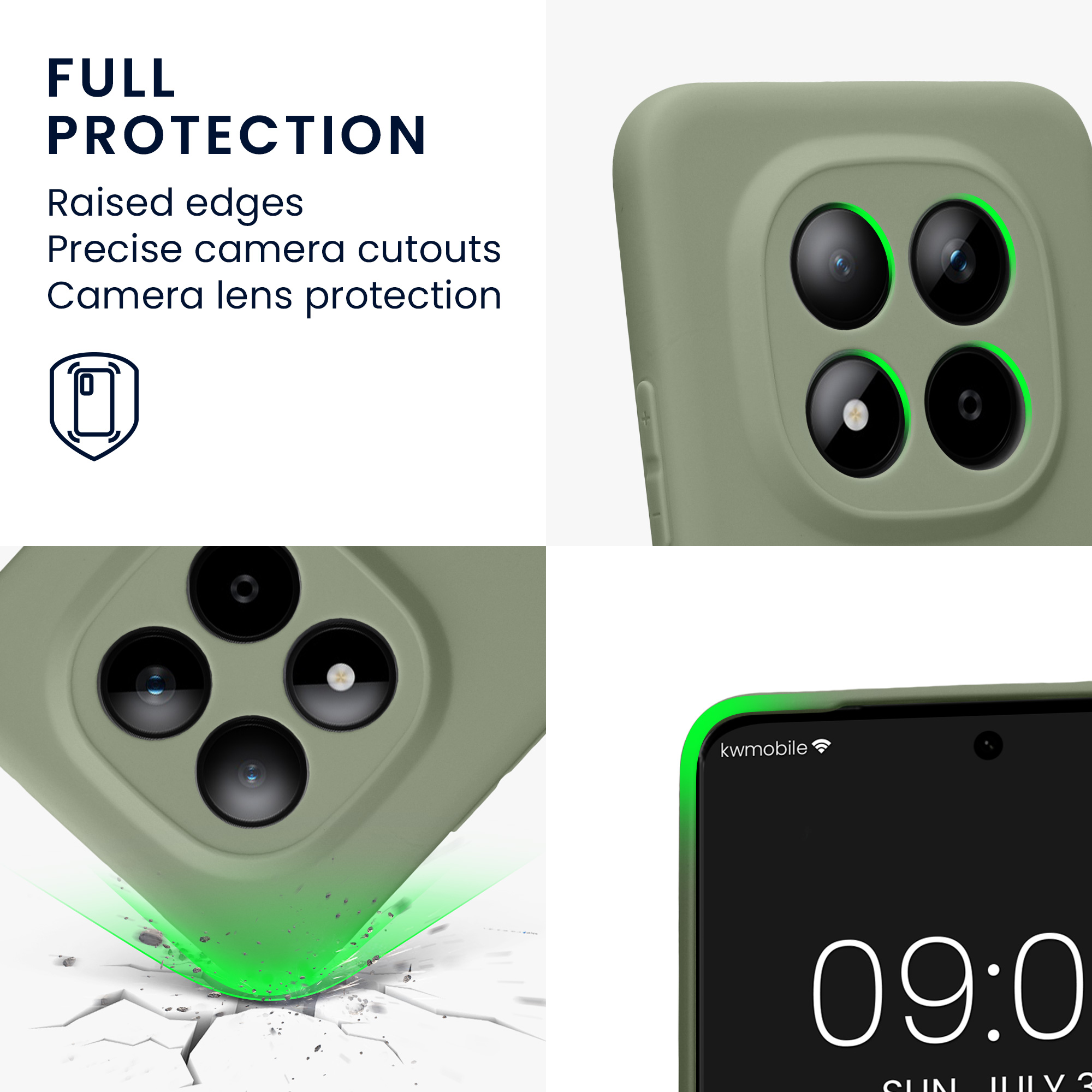TPU kryt kwmobile pro Xiaomi Redmi Note 15 Pro+ 5G / Poco M8 Pro 5G - šedozelená