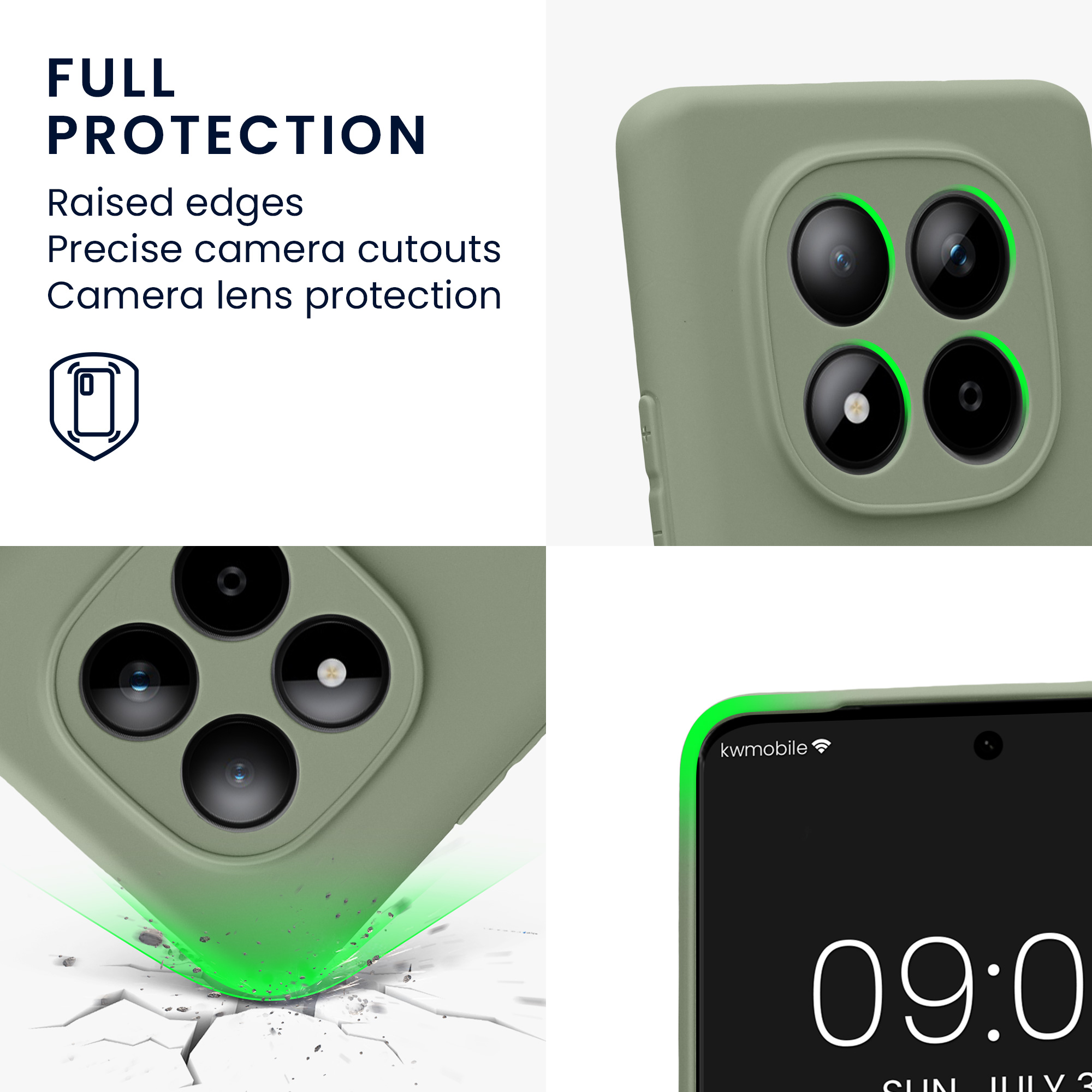 TPU kryt kwmobile pro Xiaomi Redmi Note 15 4G / Redmi Note 15 5G / Poco M8 5G - šedozelená