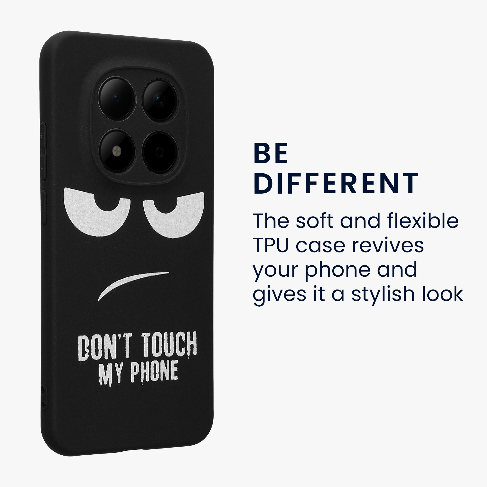 TPU silikonový kryt pro Xiaomi Redmi Note 15 Pro 5G, měkký a protiskluzový kwmobile ‑ „nesahej na můj telefon“, bílá / černá
