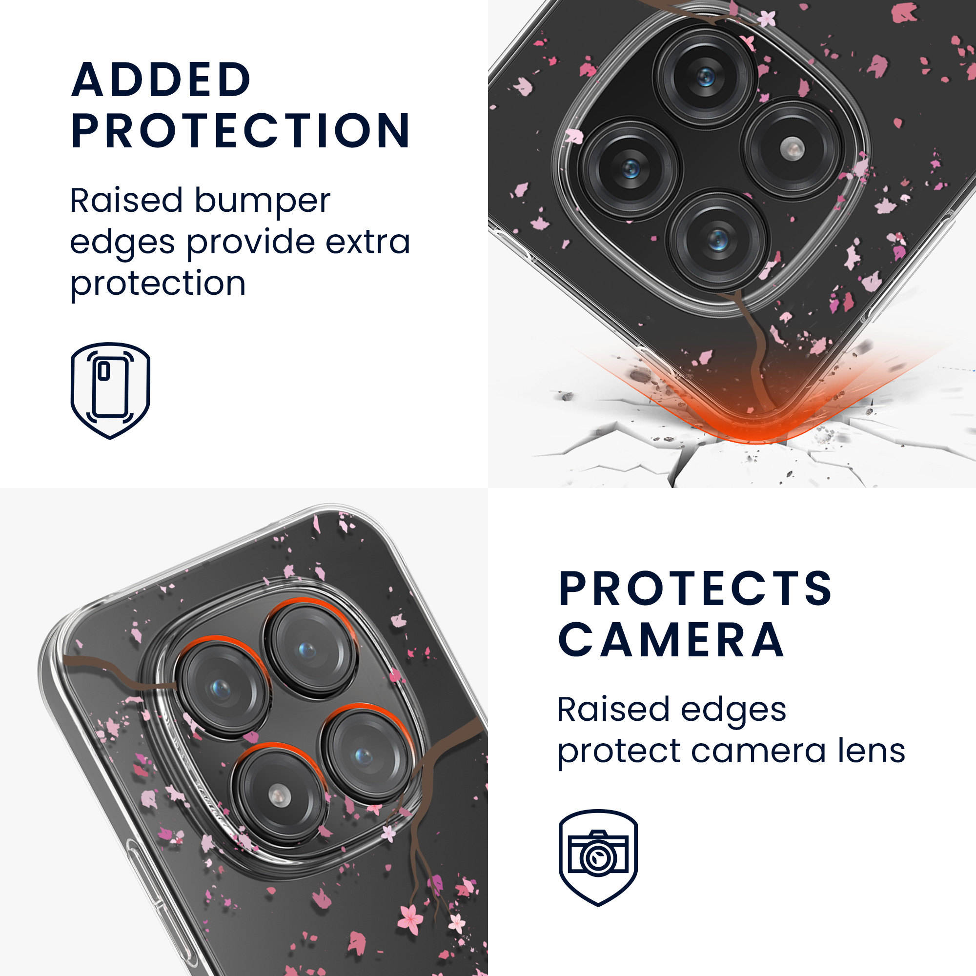 Čiré pouzdro pro Xiaomi Redmi Note 15 Pro+ 5G / Poco M8 Pro 5G kwmobile TPU - růžová (třešňové květy) / tmavě hnědá / transparentní
